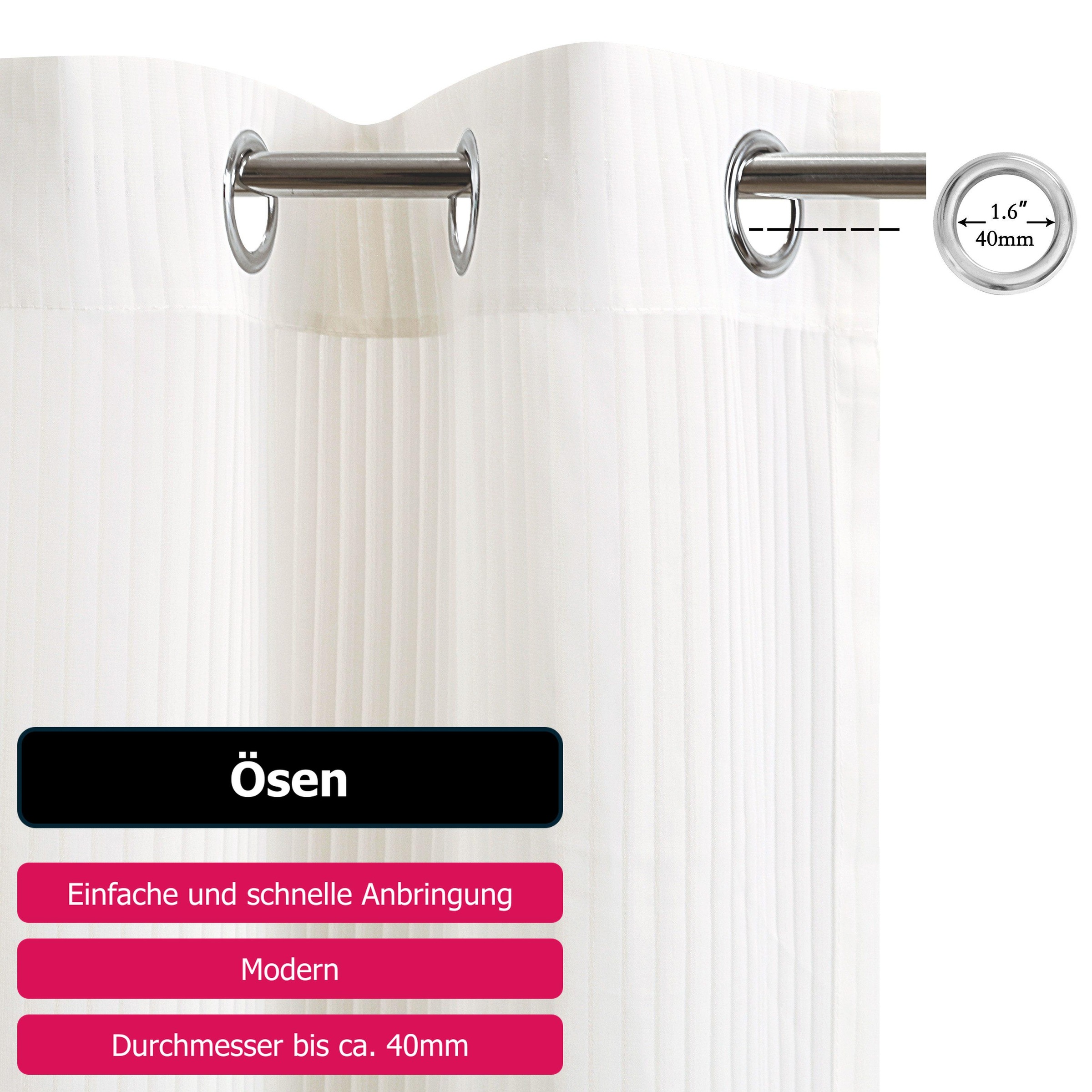 Thumbnail - my home Gardine "Mazi" Ösen 1 Stk. tlg. 1 Schal, mit eingewebten Längsstreifen