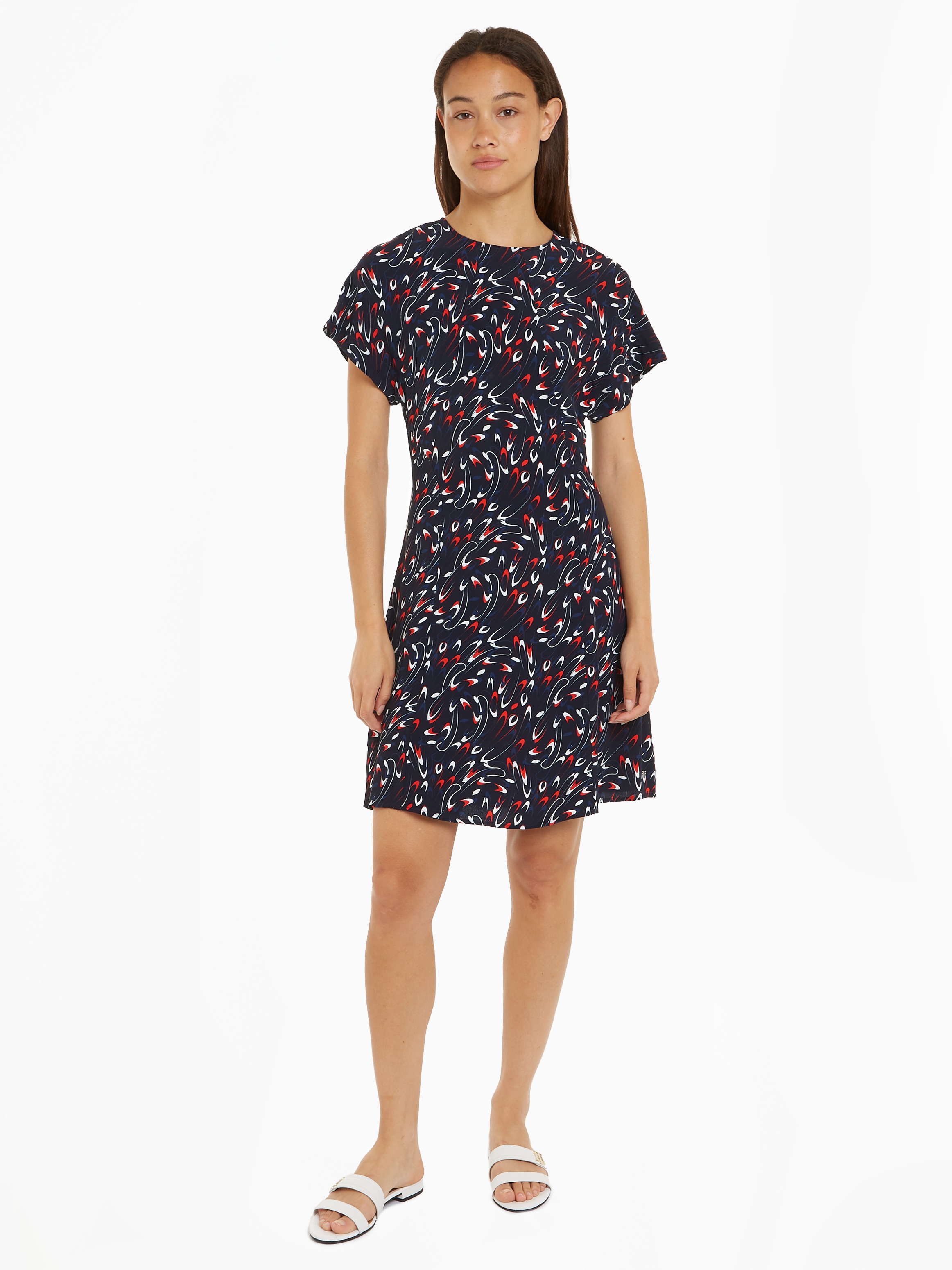 Tommy Hilfiger Blusenkleid »SMALL RIBBON F&F SS SHORT DRESS«, mit Allover-Muster