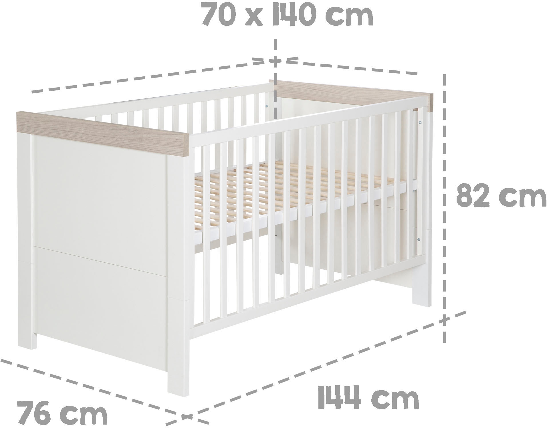 roba® Babymöbel-Set »Lucy«, (Spar-Set, 2 St., Kinderbett, Wickelkommode), mit Kinderbett & Wickelkommode; Made in Europe