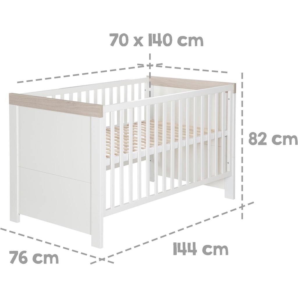 roba® Babymöbel-Set »Lucy«, (Spar-Set, 2 St., Kinderbett, Wickelkommode)