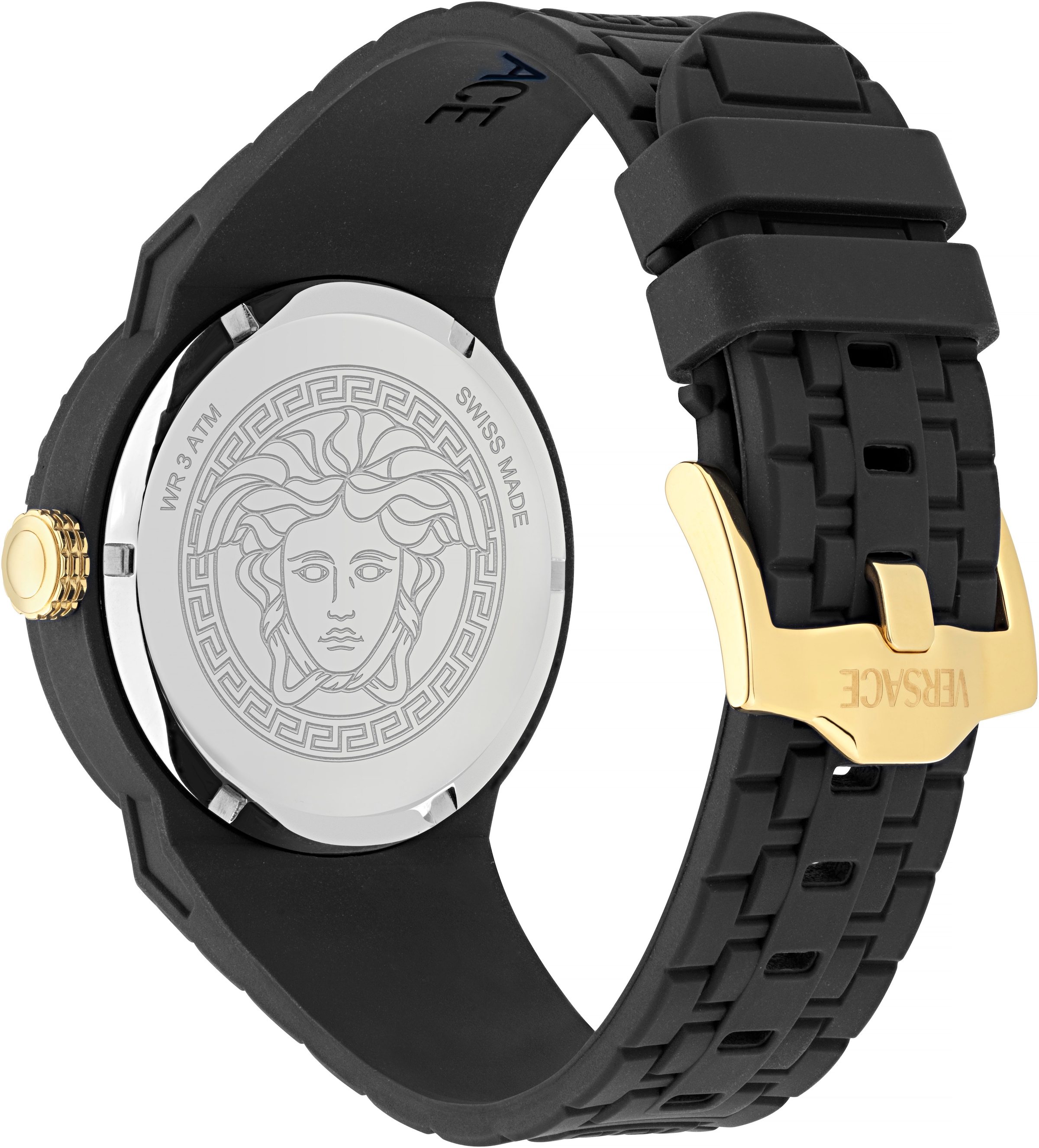 Versace Quarzuhr »V-POP GENTS« Armbanduhr, Herrenuhr, Swiss Made, Silikonarmband, analog, Saphirglas
