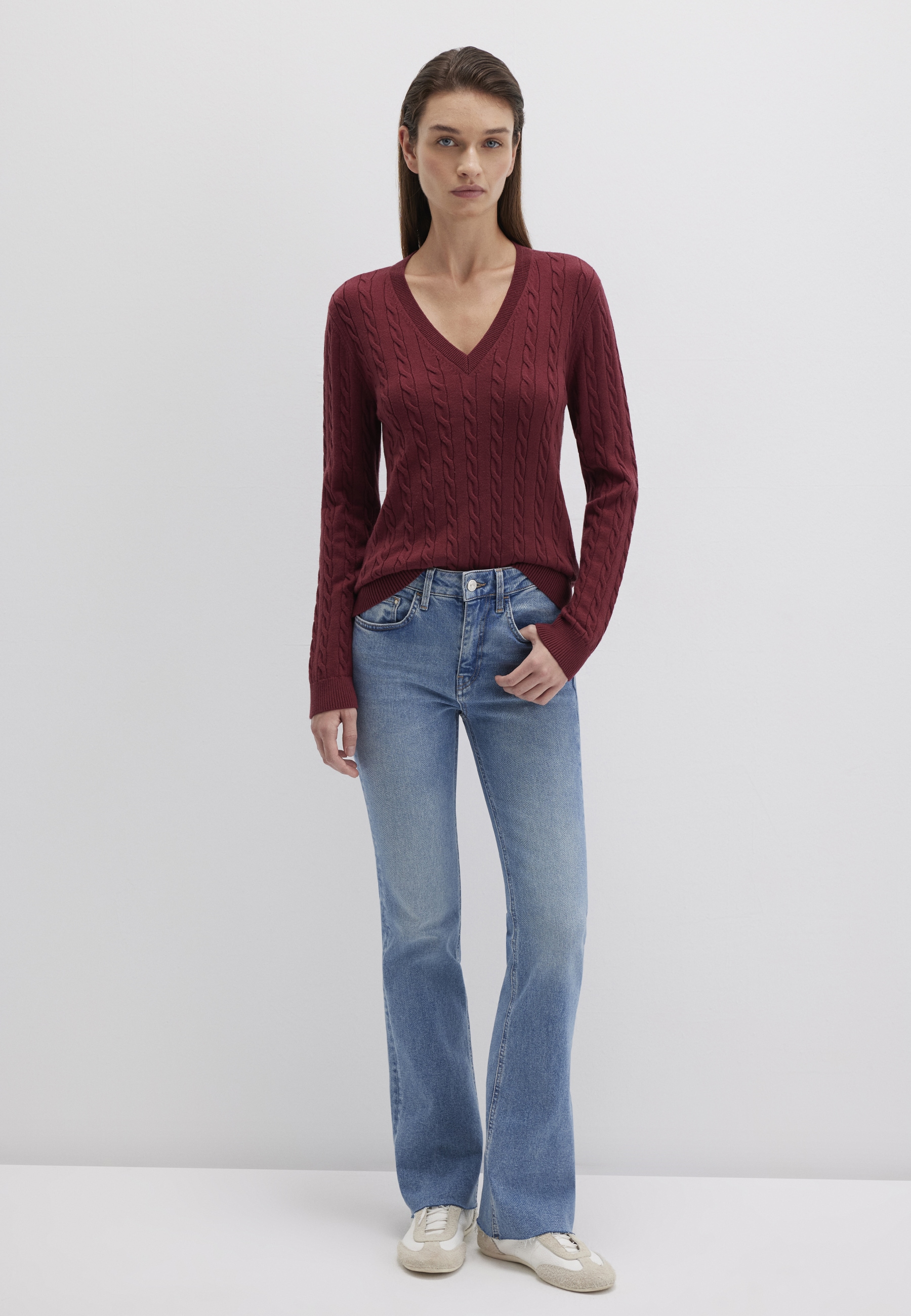 Mavi Langarmshirt "V-NECK SWEATER", Pullover Feinstrick günstig online kaufen