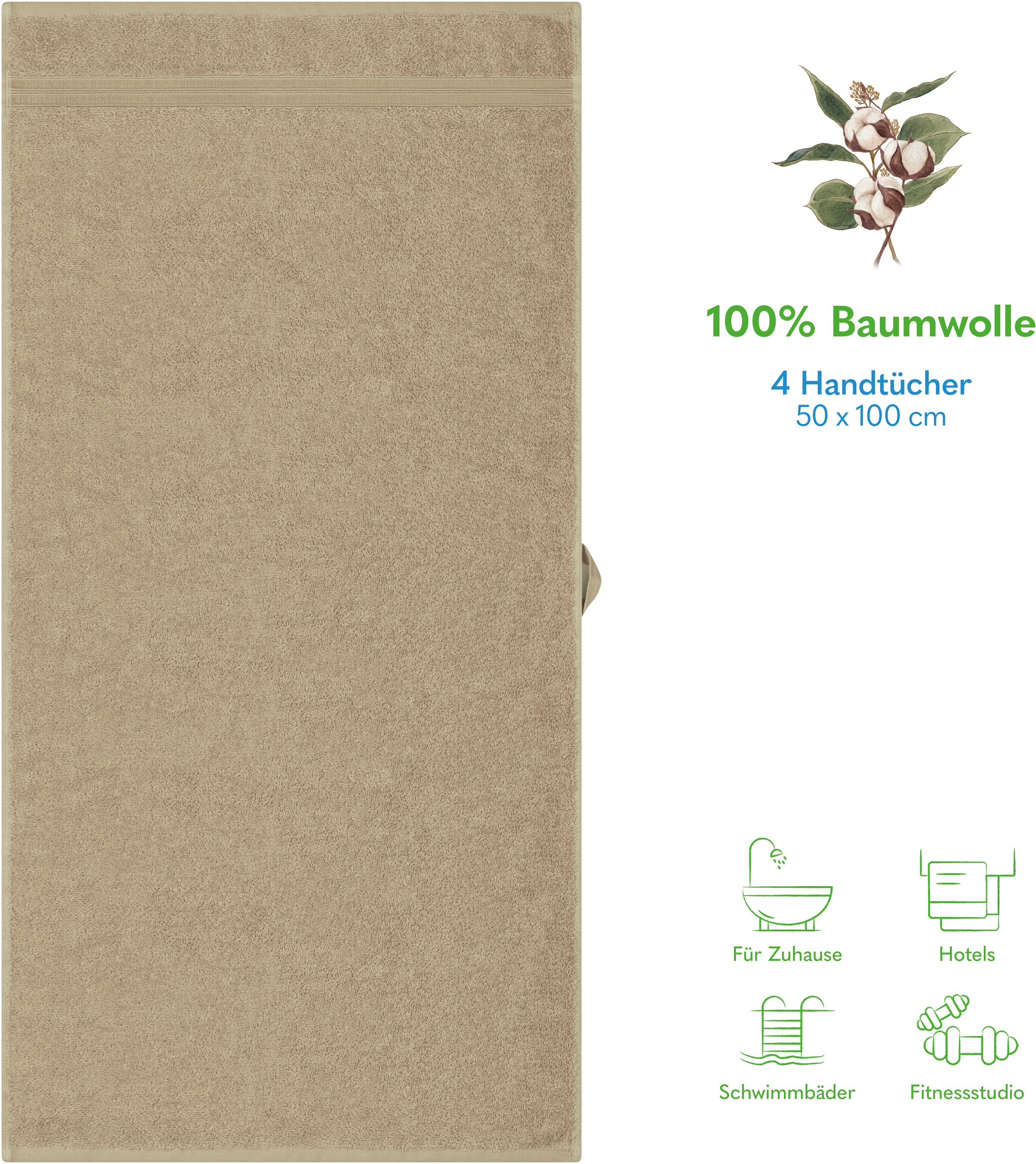 HAMMETEX Handtuch Set "4er Set Handtücher 50x100 cm, 100% Baumwolle, Weich günstig online kaufen