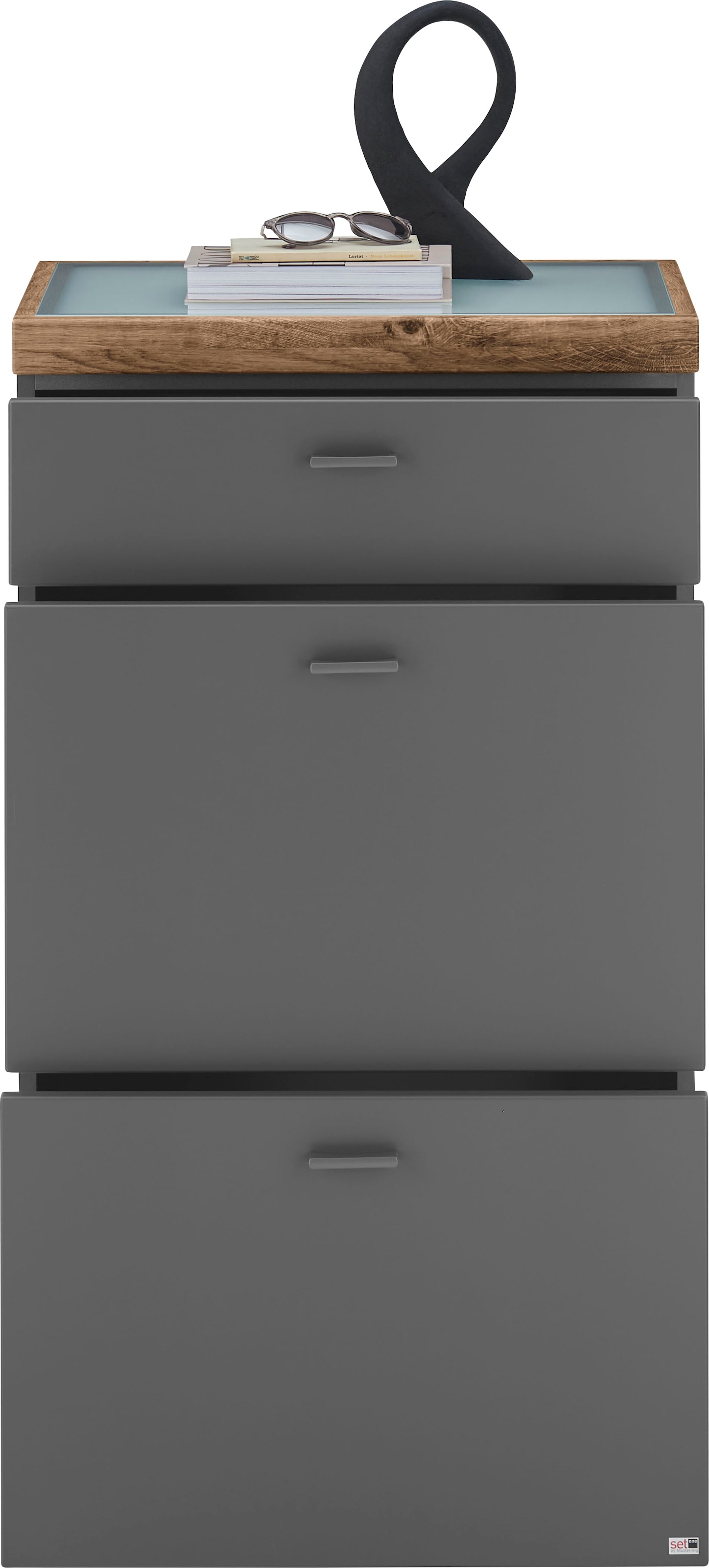 set one by Musterring Highboard »Lancaster Dielen«, inklusive LED-Beleuchtung, in 2 Farben erhältlich, B 61 x H 91 cm