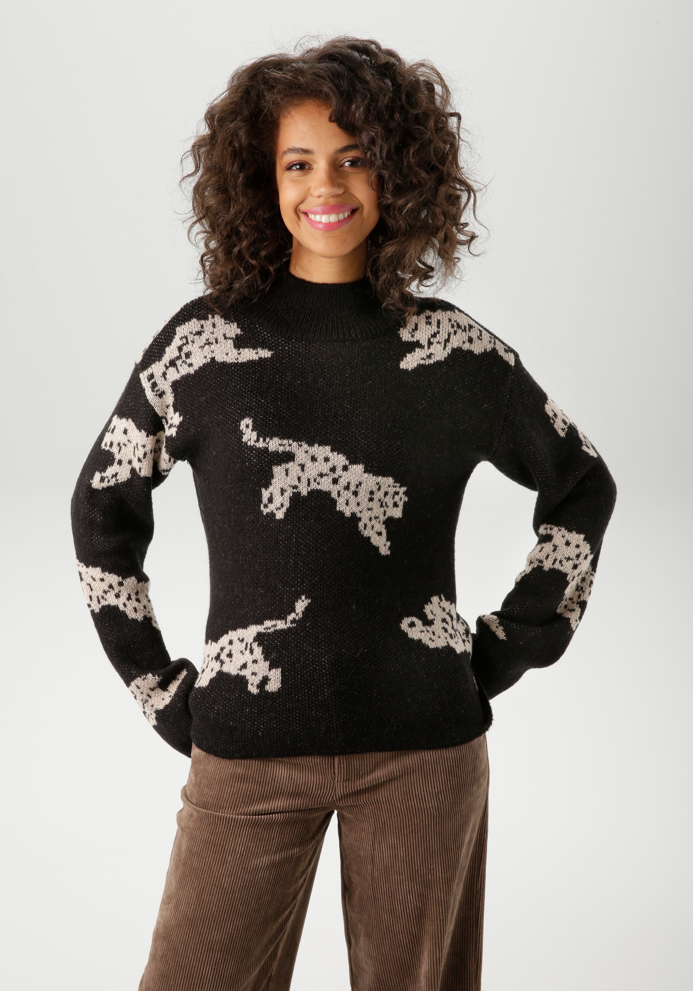 Aniston CASUAL Strickpullover, mit eingestrickten Leoparden - NEUE KOLLEKTI günstig online kaufen