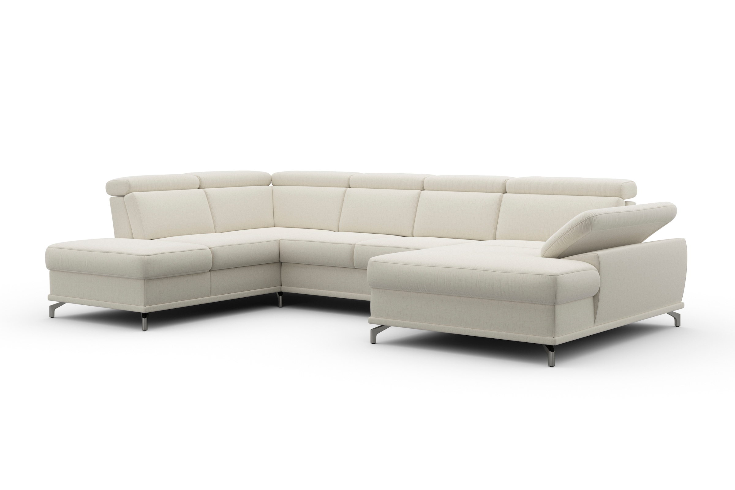 sit&more Wohnlandschaft »Cabrio U-Form, mit Sitztiefenverstellung, Arm- und Kopfteilverstellung«, 3 Nierenkissen, Federkern, optional Bettfunktion und Stauraum