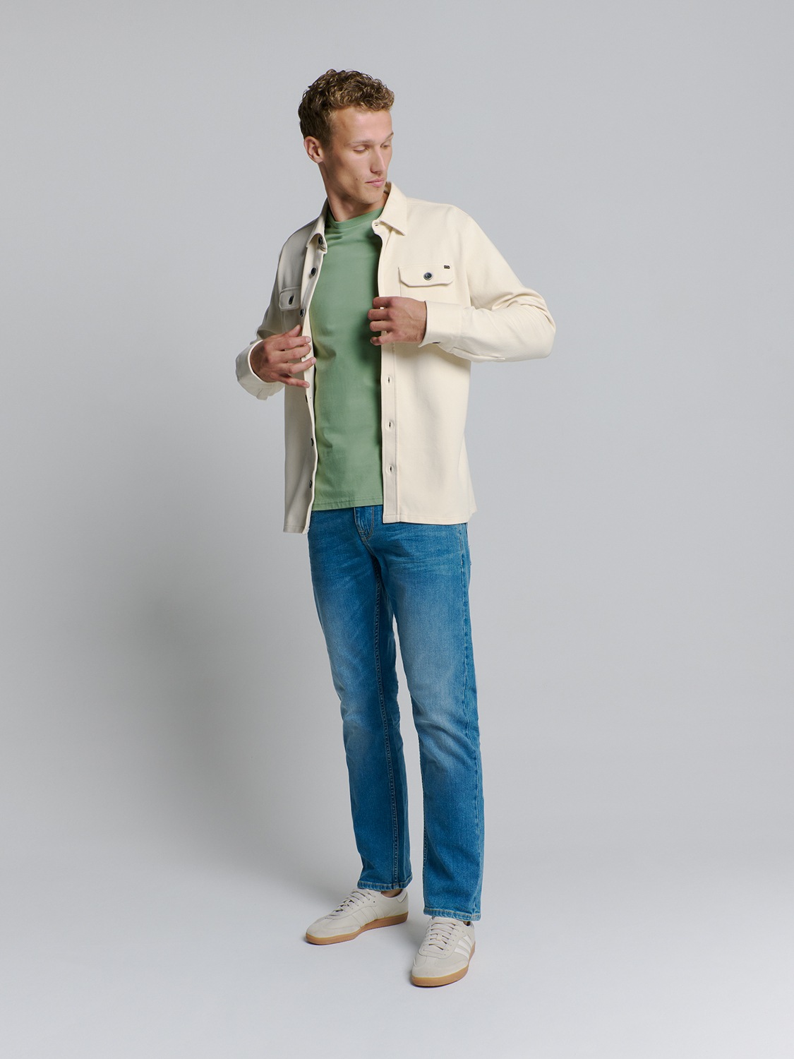 NO EXCESS Langarmhemd »No Excess Sweat Overshirt mit Knopfverschluss«