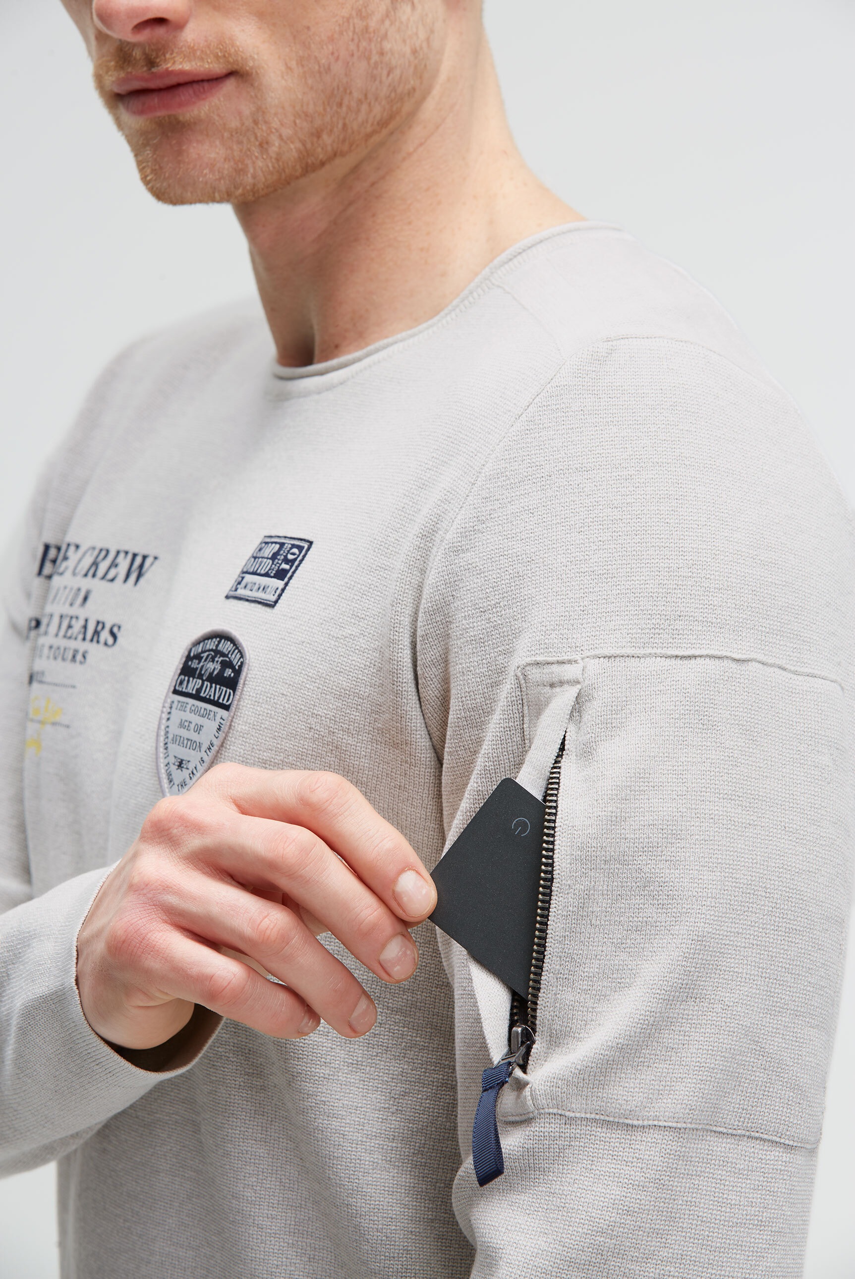 CAMP DAVID Rundhalspullover aus Feinstrick