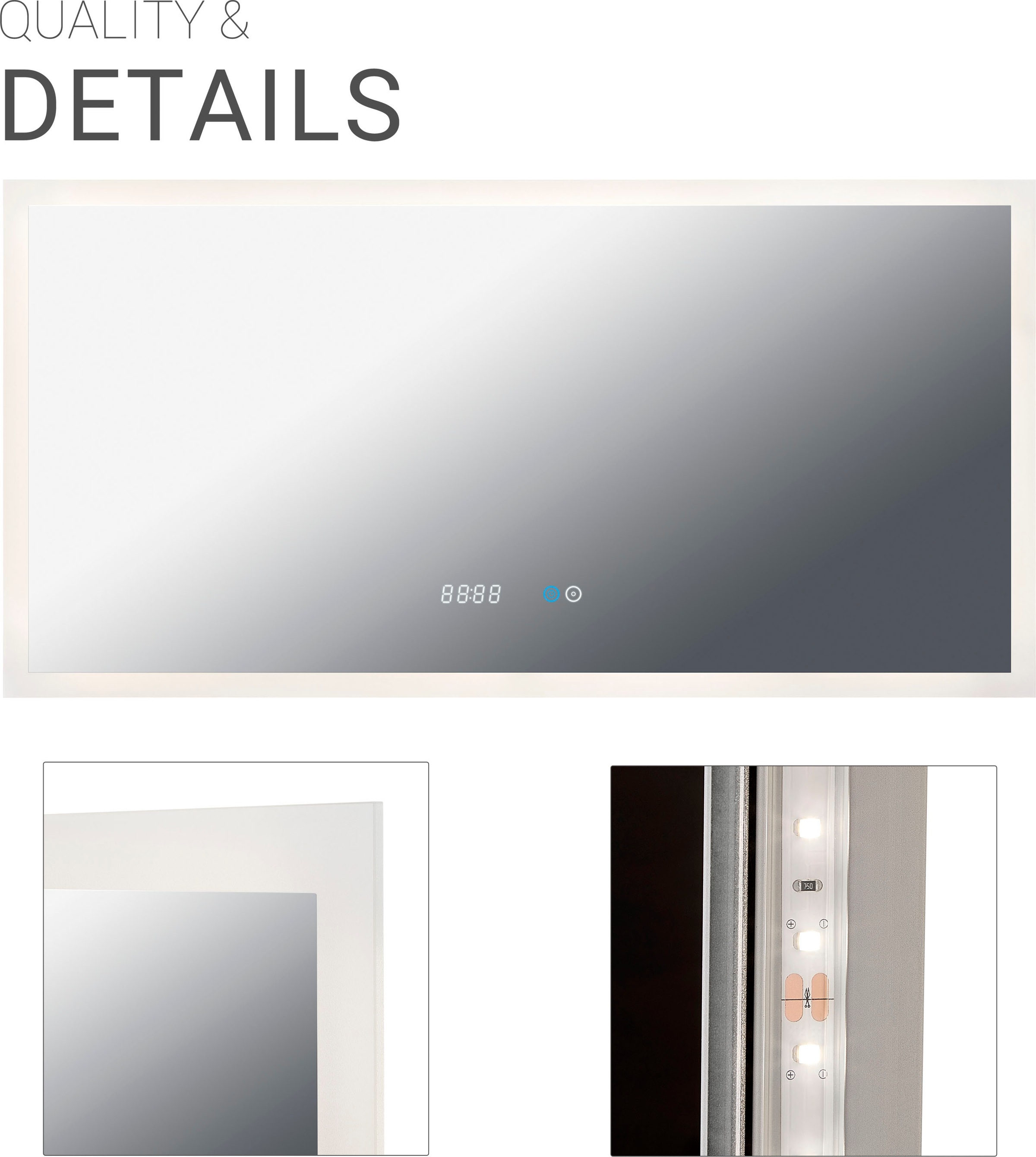 Paco Home Wandleuchte »BECKY« Neutralweiß LED Spiegel mit Beleuchtung Spiegellampe Touchschalter Lampe für Bad