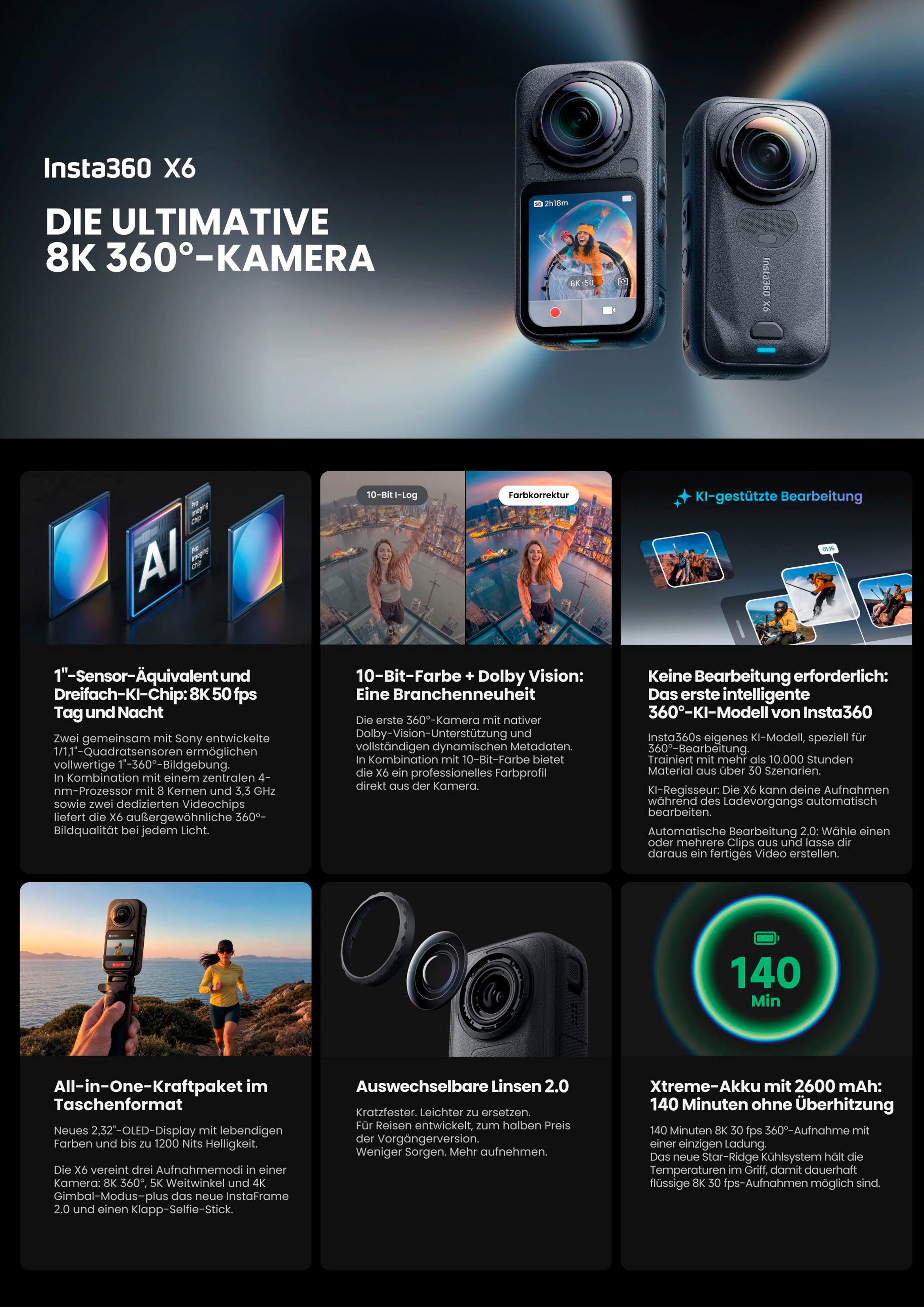 Insta360 360°-Kamera »X6 Essentials Bundle« 8K Bluetooth