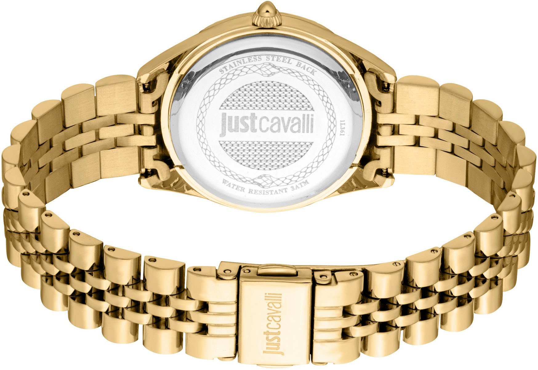 Just Cavalli Time Quarzuhr »Glam«, (Set, 2 tlg., mit Schmuckarmband), Armbanduhr, Damenuhr, Edelstahlarmband, Ideal auch als Geschenk