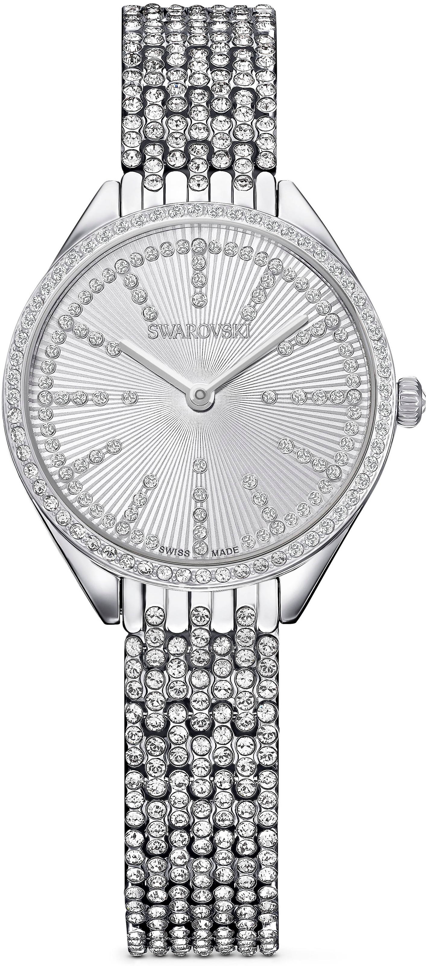 Quarzuhr SWAROVSKI "ATTRACT PAVÈ", silber (silberfarben), Armbanduhren, Damen, Quarzuhr, Armbanduhr, Damenuhr, Swarovski-Kristalle, Swiss Made 2