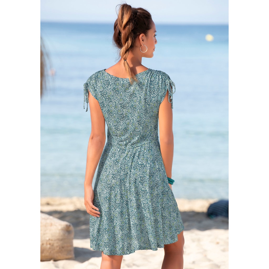 Vivance Jerseykleid, mit Blümchendruck, lockeres Sommerkleid, Strandkleid