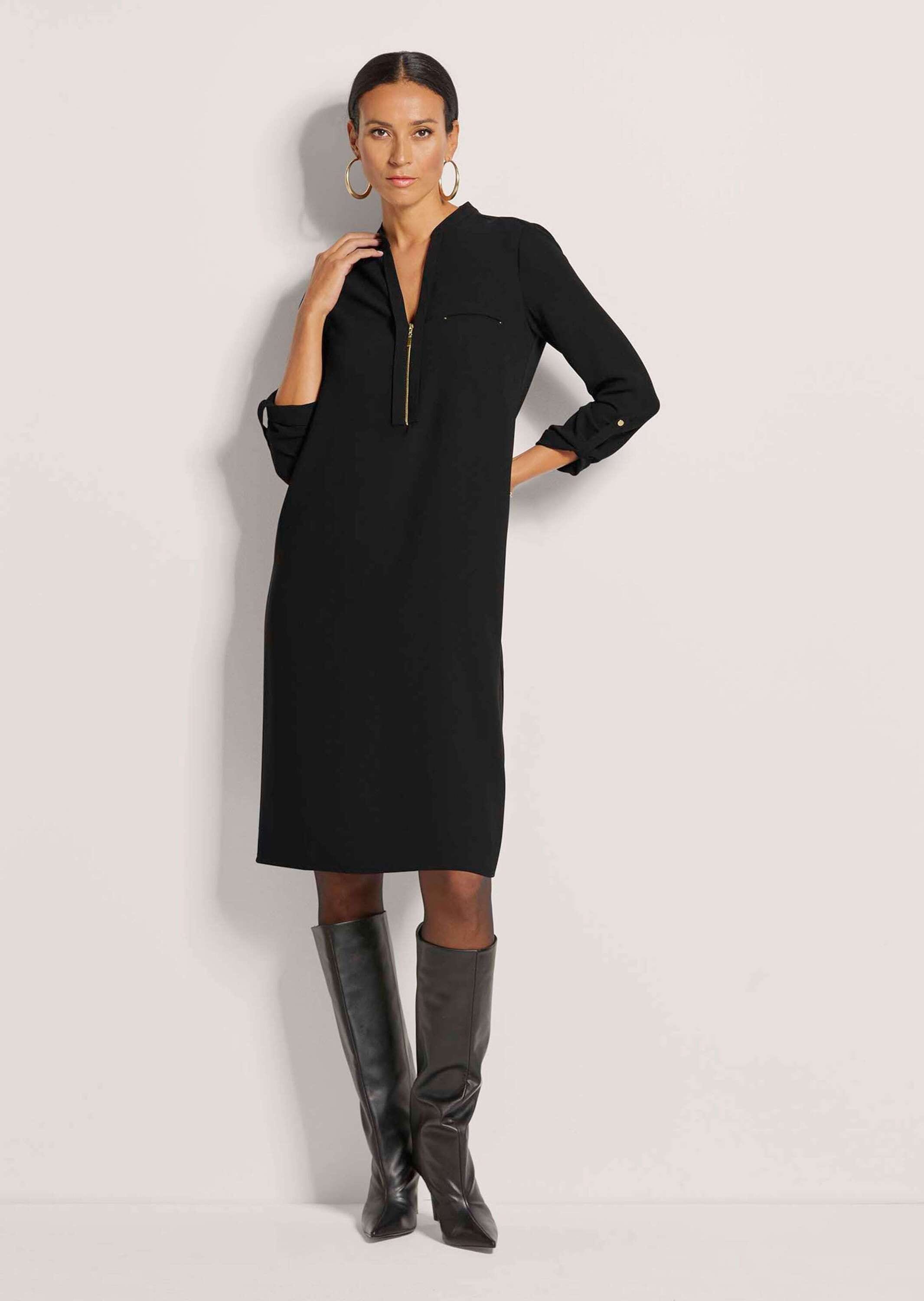 MADELEINE Midikleid »Kleid Shirtkleid mit Rundhals mit V-Schlitz«