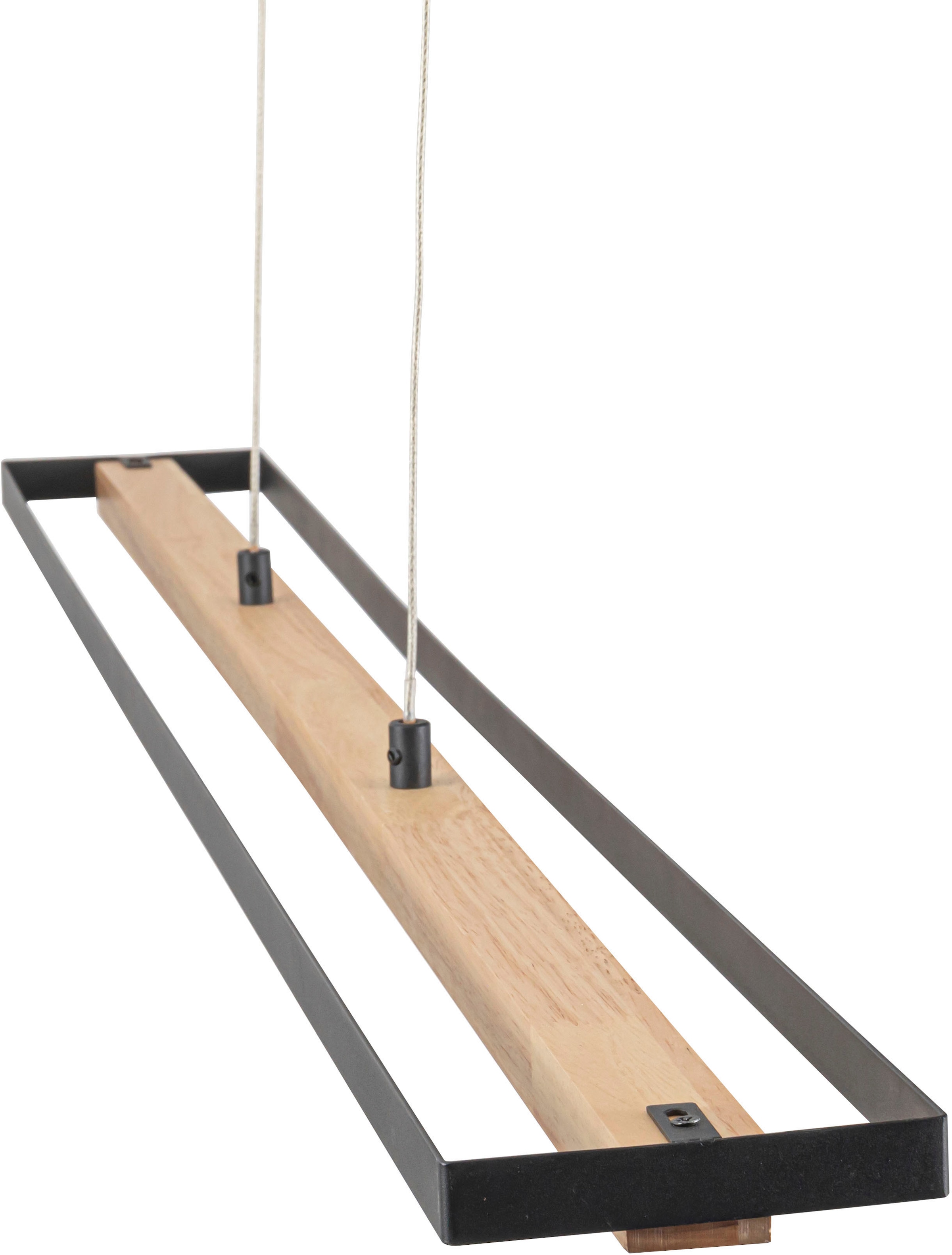 Home affaire LED Pendelleuchte »Percht«, 1 flammig, Leuchtmittel LED-Board | LED fest integriert, in der Höhe anpassbar, Warmweiß, Metallrahmen schwarz, Holz