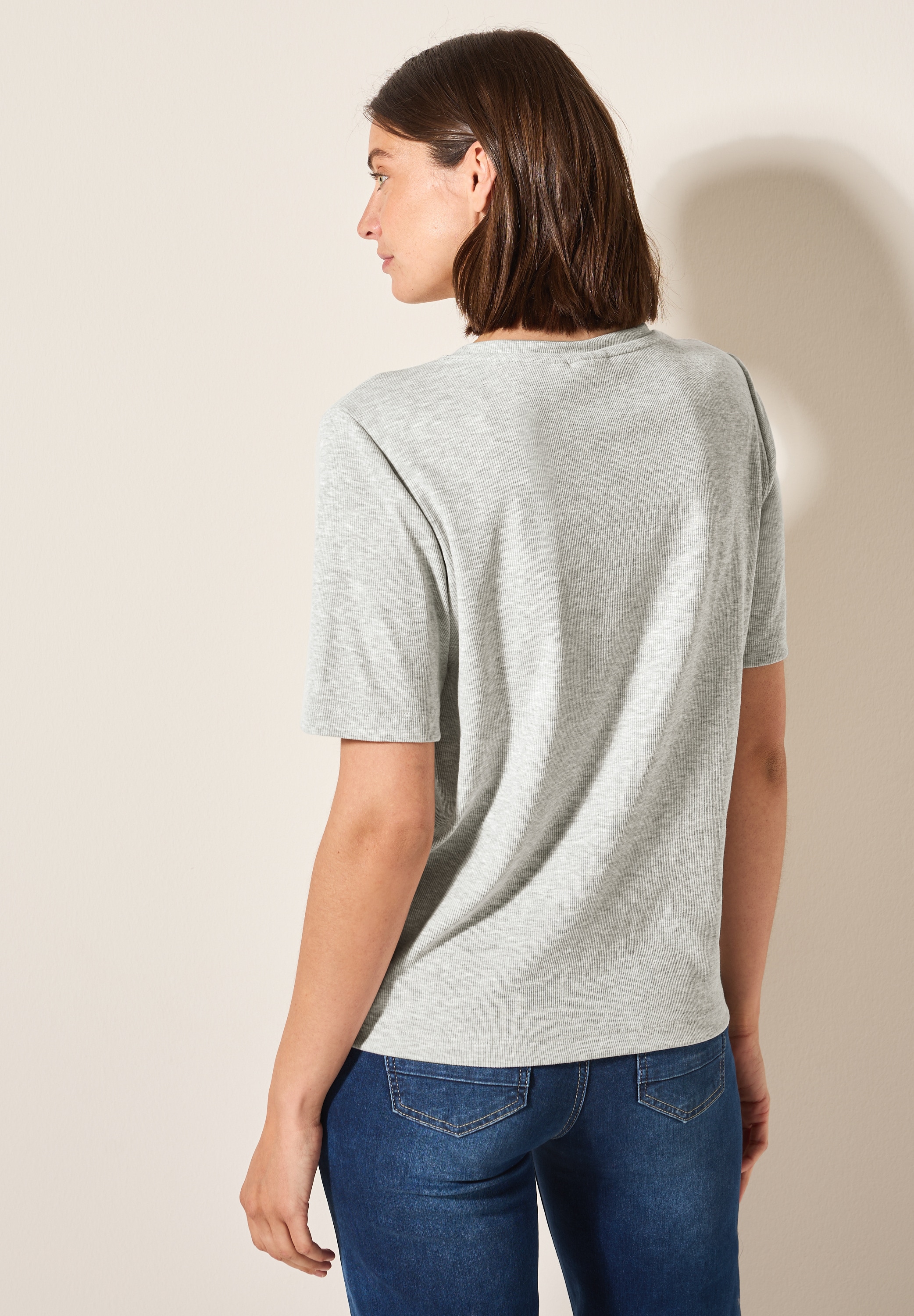 Cecil T-Shirt, mit feiner Ripp Struktur