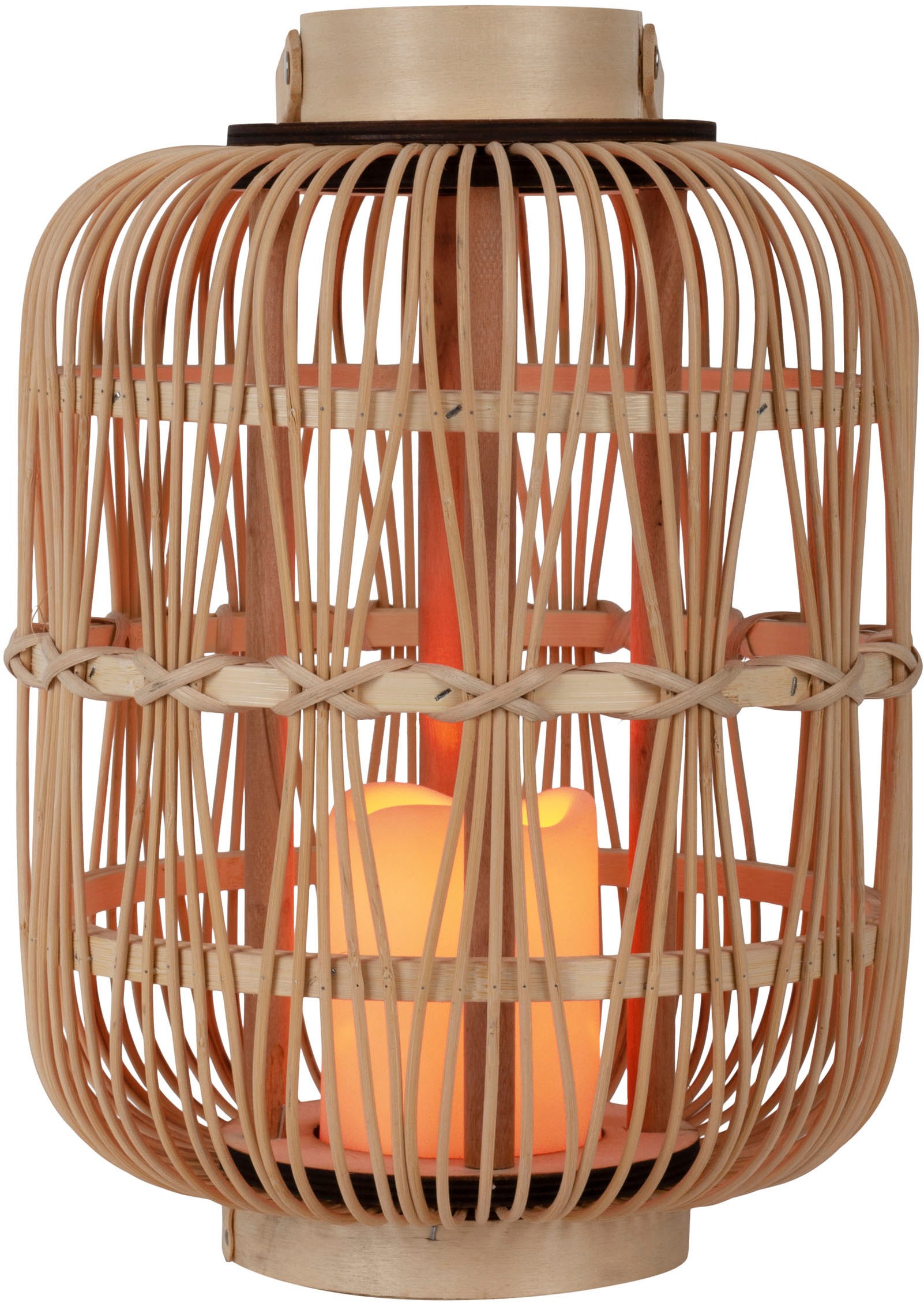 näve LED Dekolicht »Korbinian«, 1 flammig, Rattankorb natur mit Griff inkl. 1x LED-Kerze warmweiß, Timer, IP20