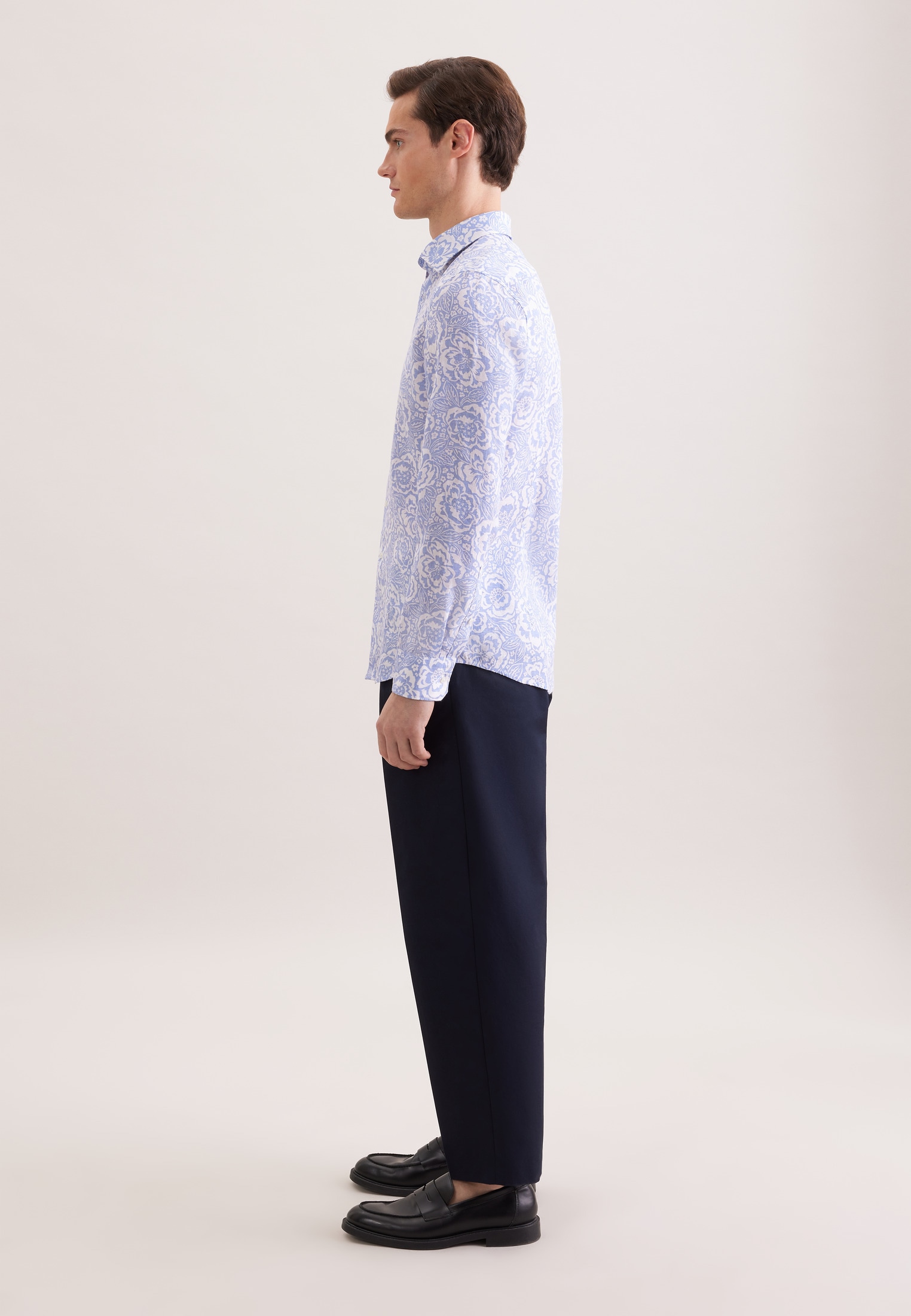 seidensticker Leinenhemd »Schwarze Rose« Slim 1/1 Kentkragen Druck