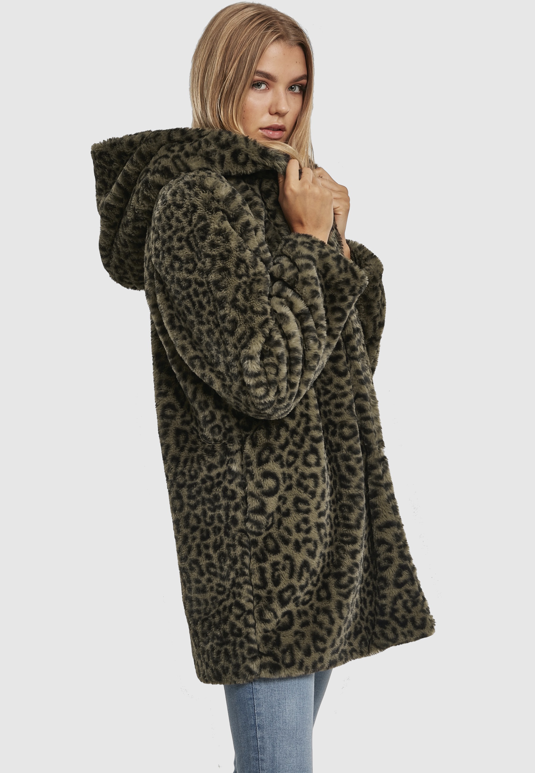URBAN CLASSICS Parka »Urban Classics Damen Ladies Leo Teddy Coat« 1 Stk. tlg. mit Kapuze