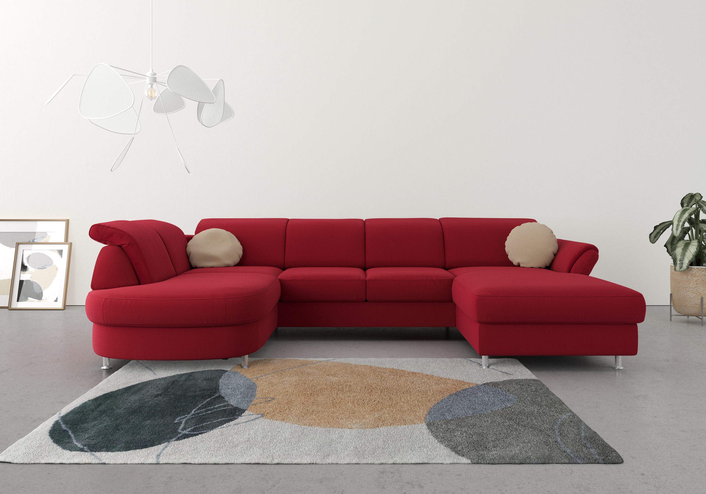 sit&more Wohnlandschaft "Apulia U-Form" wahlweise Schlaffunktion, Bettkasten und Kopf- und Armteilverstellung