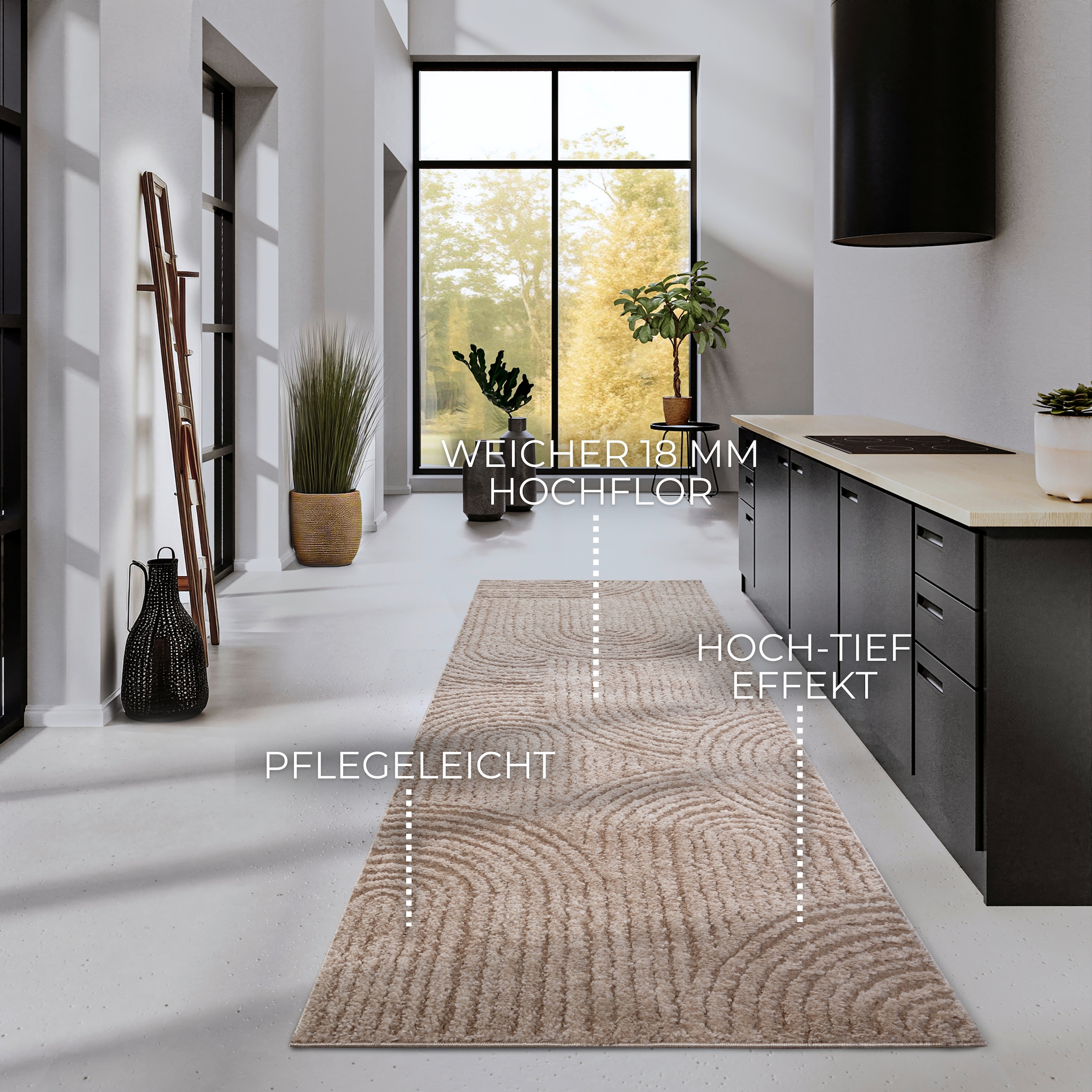 ELLE DECORATION Designteppich »Chappe«, rechteckig, 18 mm Höhe, Shaggy, Läufer, flauschig, weich, Langflor, modern, Hoch Tief Effekt