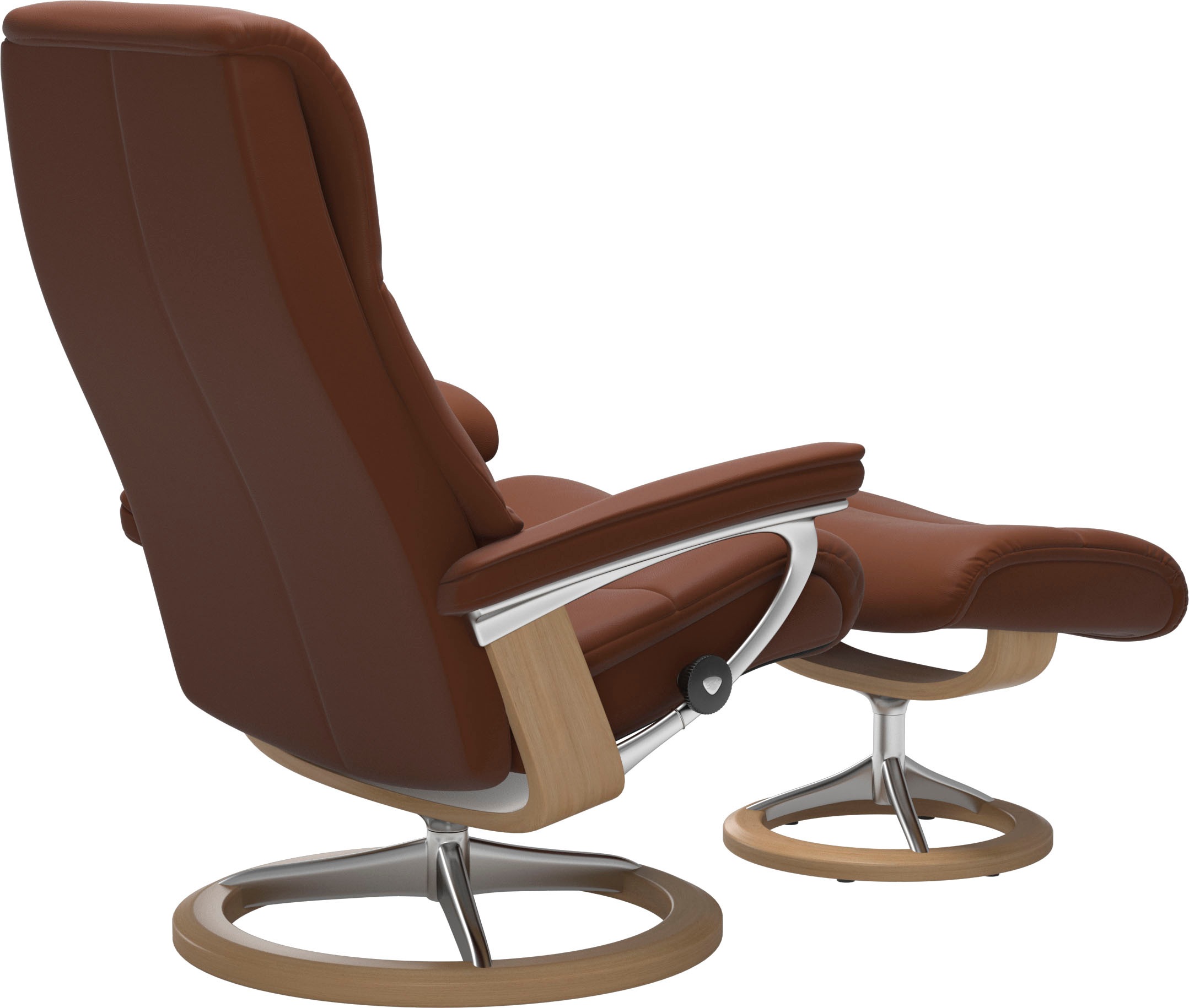 Stressless® Relaxsessel »View«, (Set, Relaxsessel mit Hocker), mit Signature Base, Größe M,Gestell Eiche