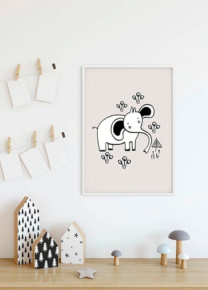 Komar Poster "Scribble Elephant", Tiere, (1 St.), Kinderzimmer, Schlafzimmer, Wohnzimmer