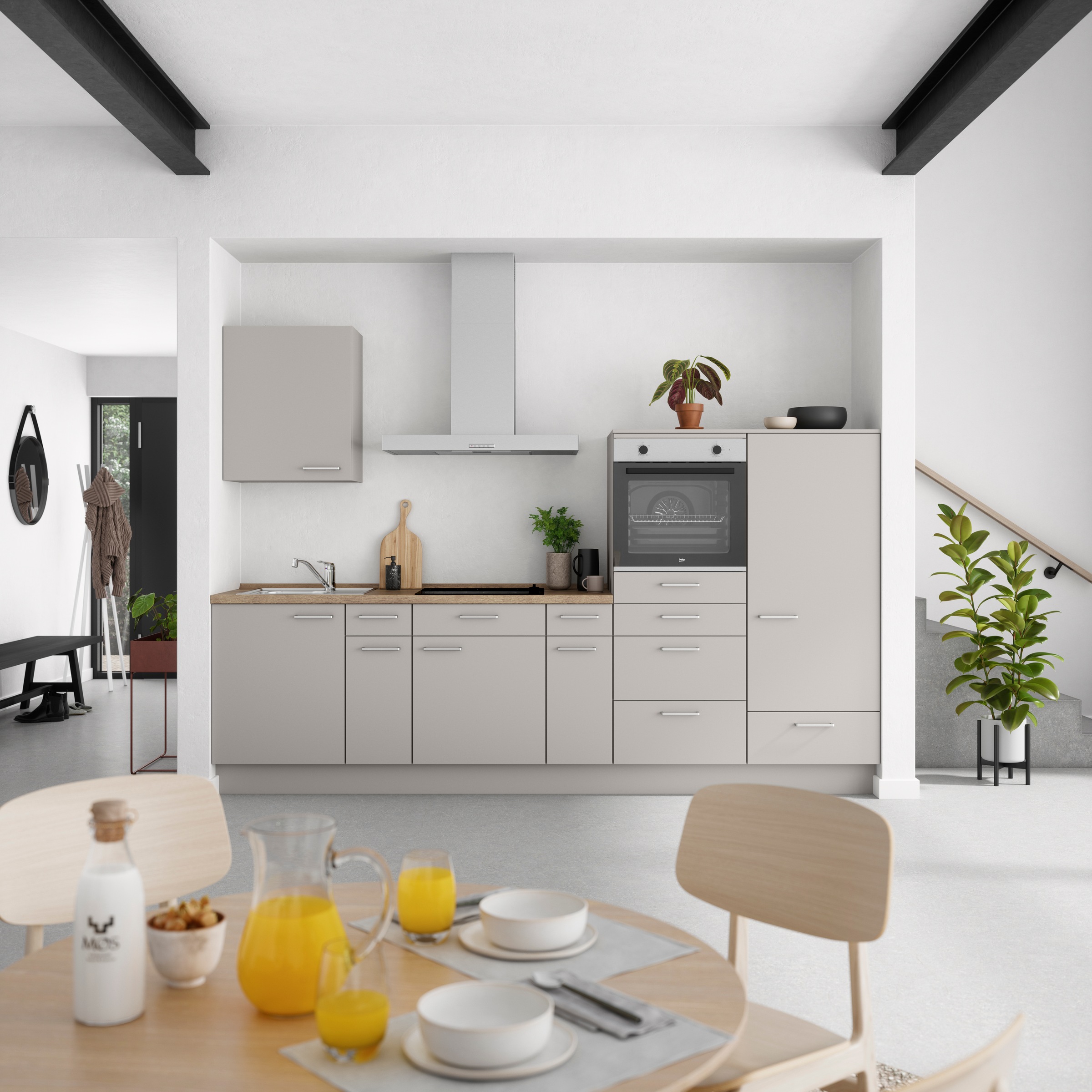 nobilia® Küchenzeile »"Touch I"« vormontiert, Ausrichtung wählbar, Breite 300 cm, wahlw. mit E-Geräten