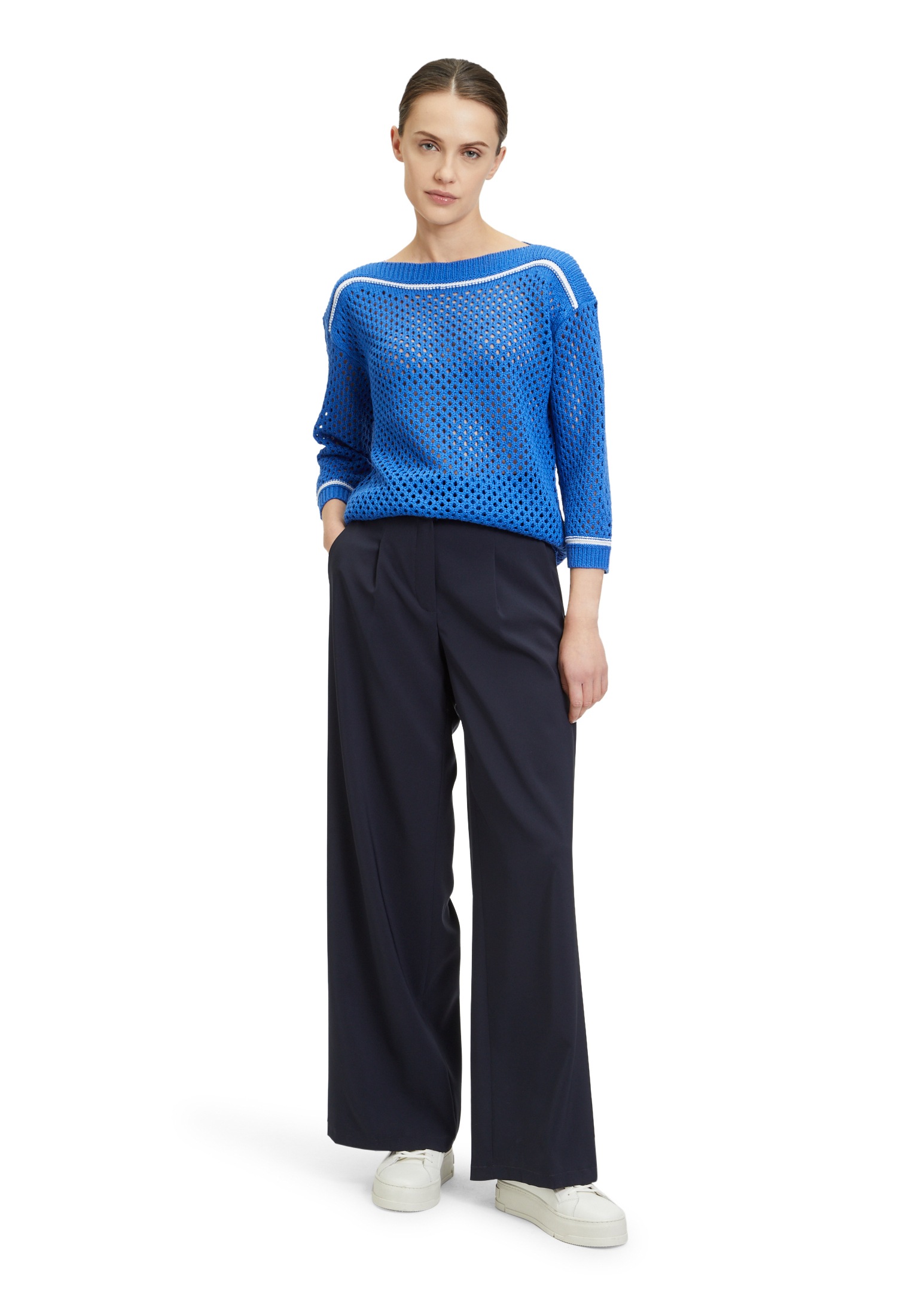 Betty Barclay Strickpullover »Betty Barclay Lochstrick-Pullover mit Strickdetails«, (1 tlg.), Kontraststeppung