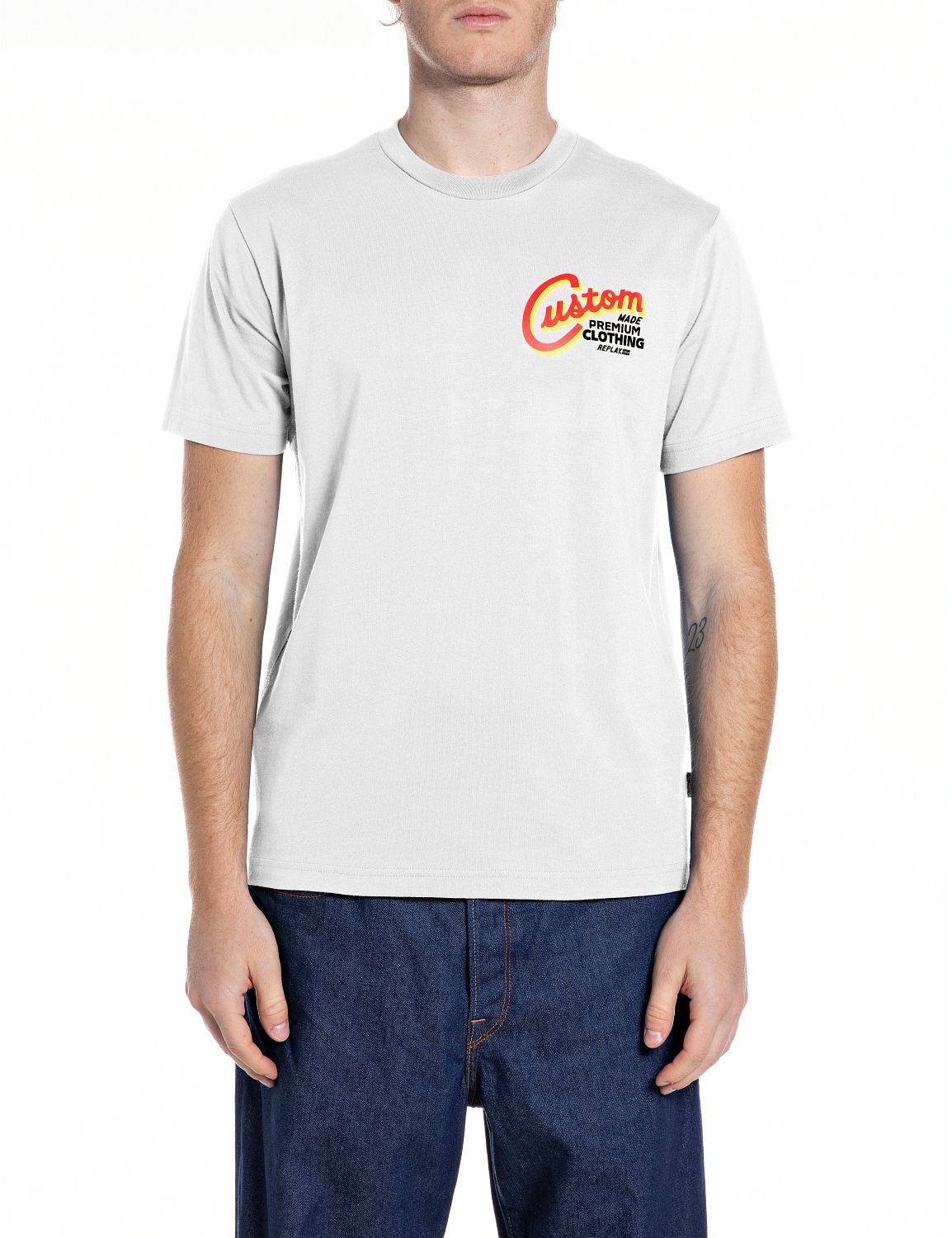 Replay T-Shirt mit Frontprint auf der Brust, Rundhals