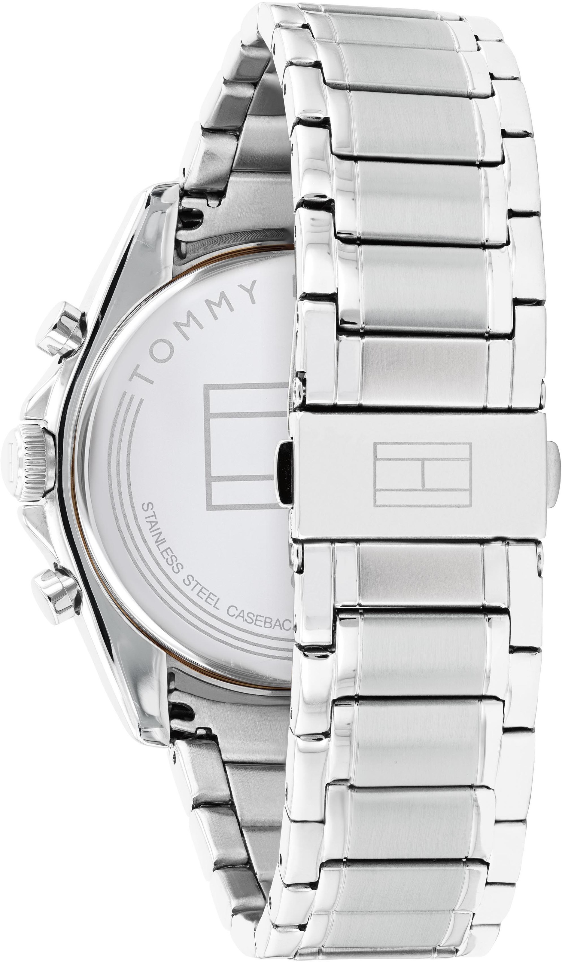 Tommy Hilfiger Multifunktionsuhr »PARKER«, Quarzuhr, Armbanduhr, Herrenuhr, Datum, Edelstahlarmband