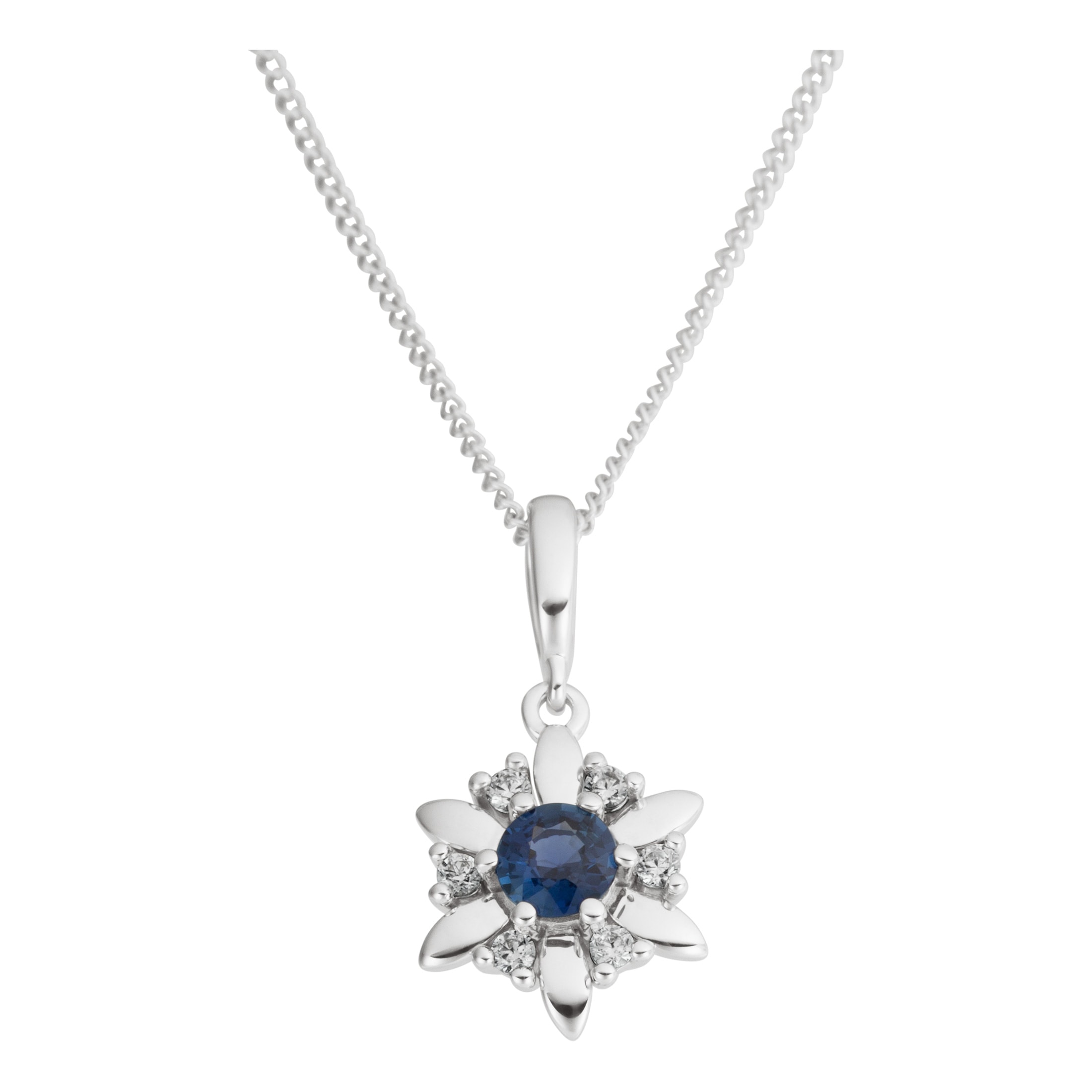 FIRETTI Damen Kettenanhänger "Schmuck Geschenk Gold 333 Halsschmuck Anhänger Blume", 0,06 P2 = erkennbare Einschlüsse, Diamanten Weißgold 333, 0,94
