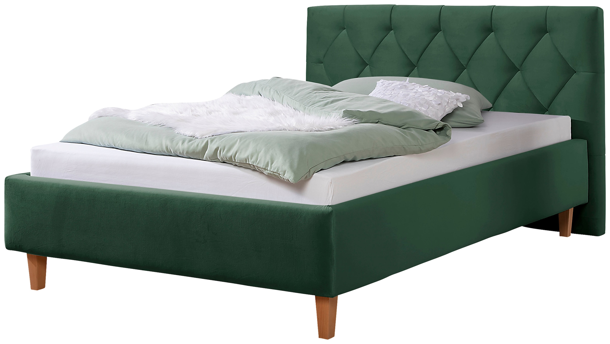Home affaire Polsterbett "Sunley 100" Kreuzsteppung, Kopfteilhöhe 102 cm, ohne oder mit Matratze/Lattenrost