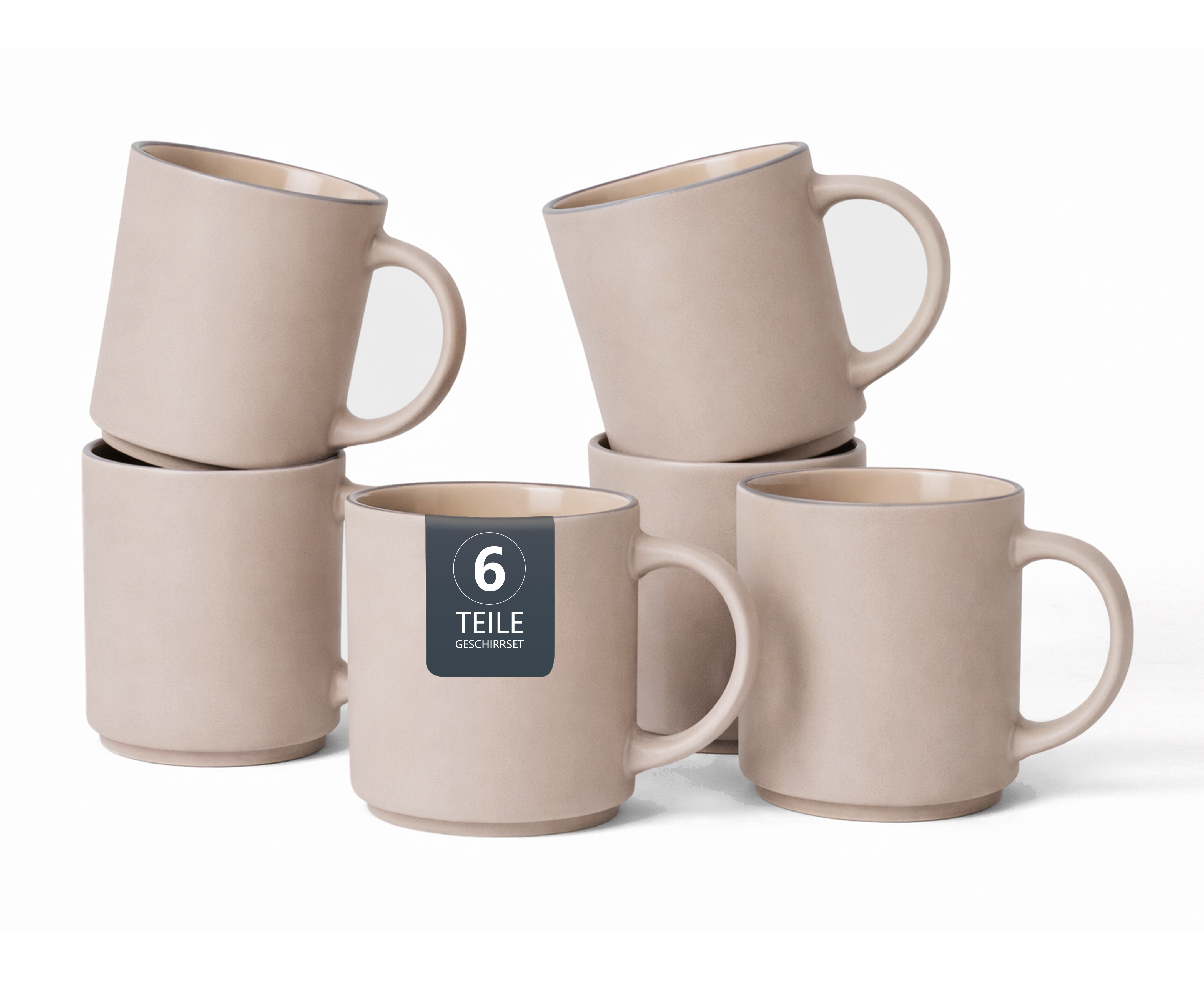 OTTO home Becher "Kaffeebecher Ylvii, 6er Set" spülmaschinenfest und mikrowellengeeignet, 350 ml