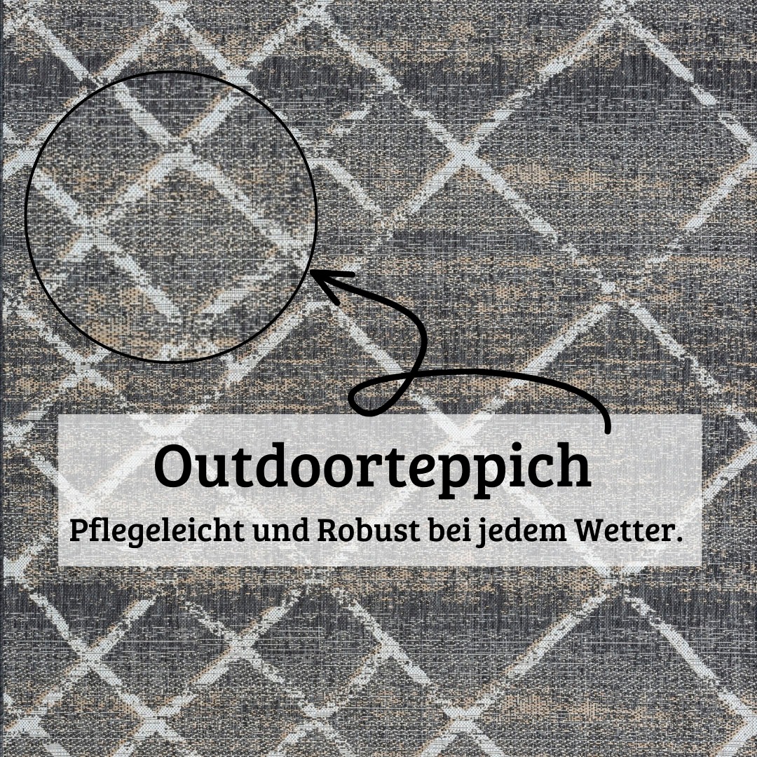 my home Teppich »Sorren Lagerräumung«, rechteckig, 8 mm Höhe, Rauten Muster, In- und Outdoor geeignet, Terrasse & Balkon