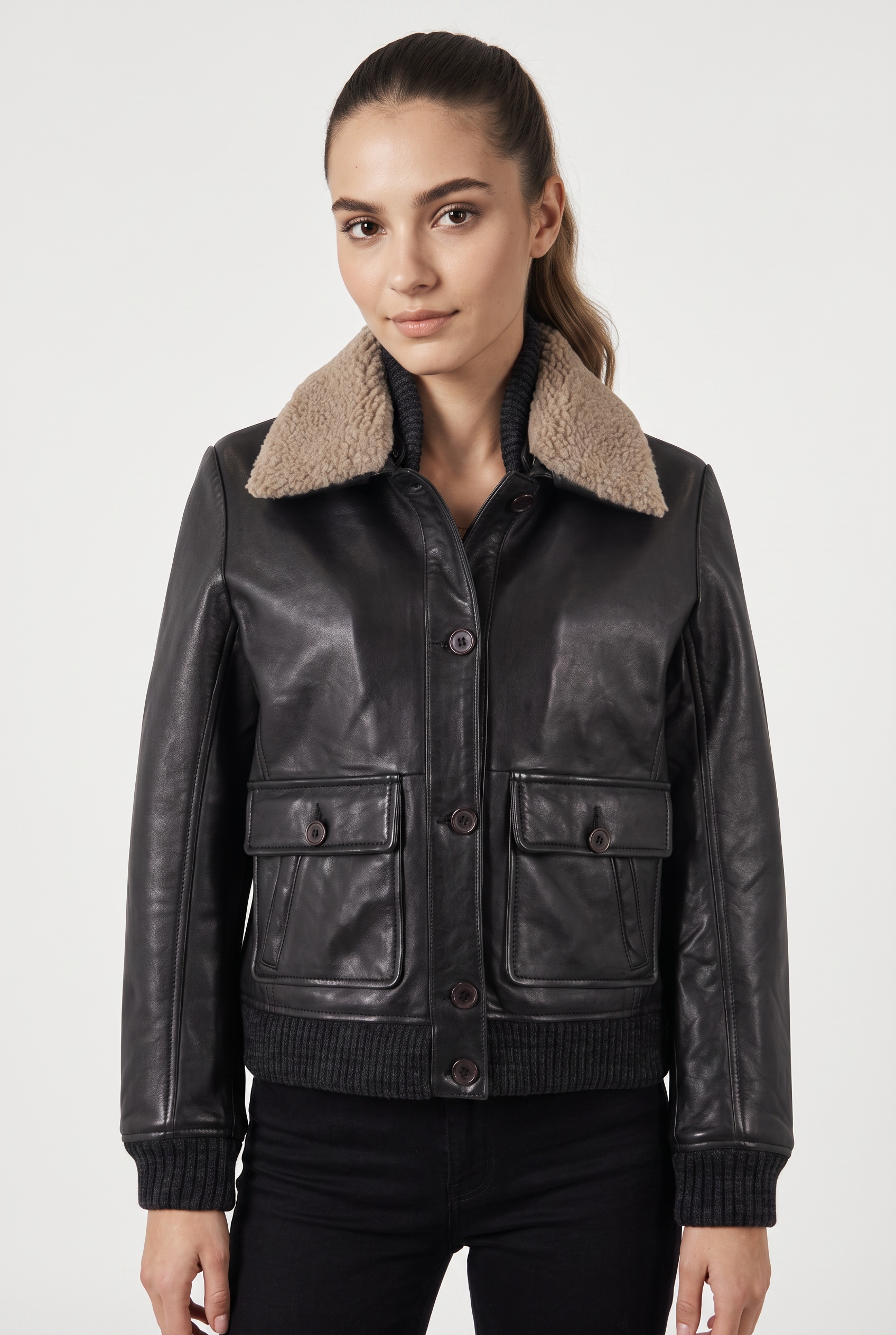 Mauritius Lederjacke "MWHiver" mit abnehmbarem Kragen