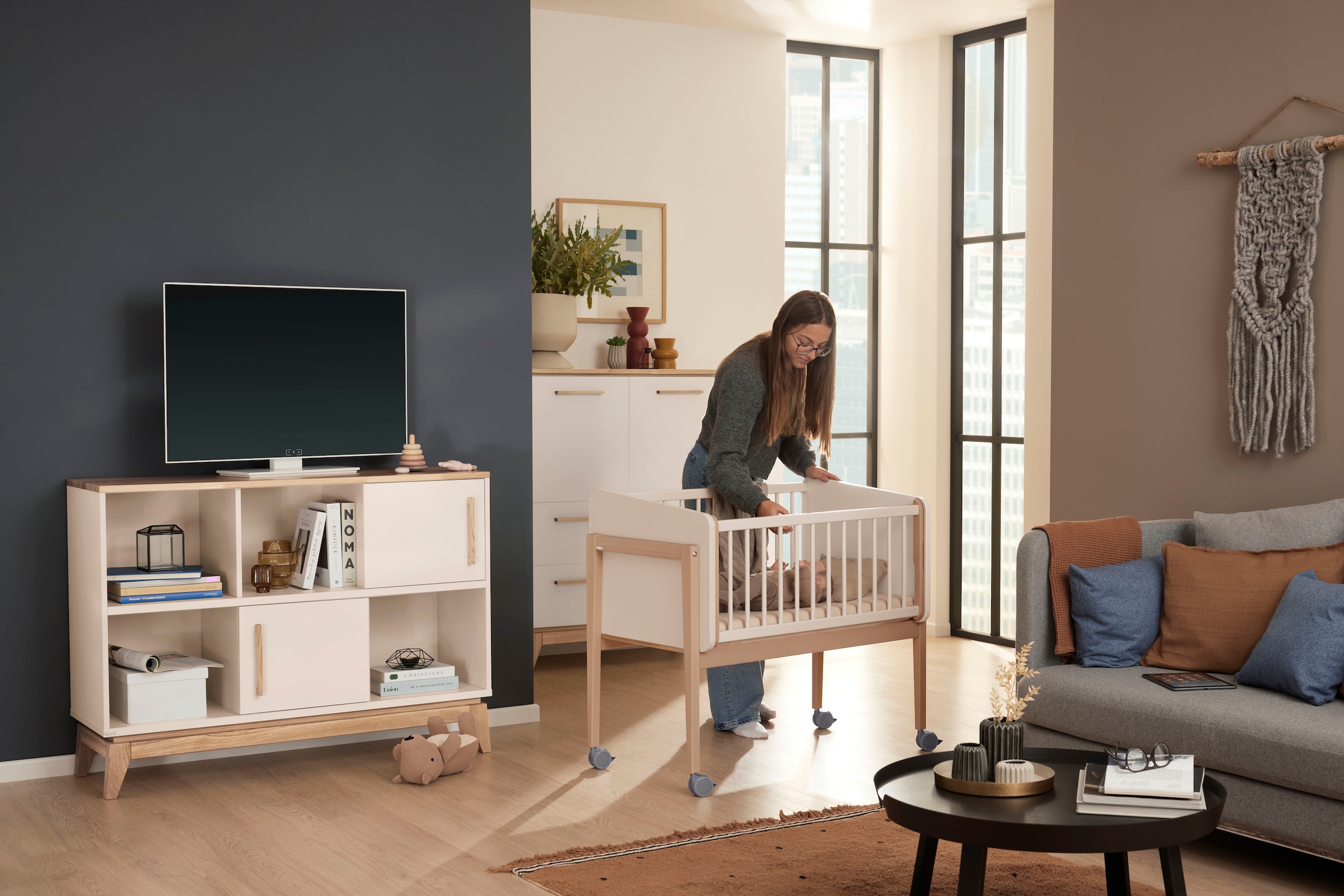 PAIDI Beistellbett »LITTLE CLOUD«, mit Lattenrost, variabel höhenverstellbar, umbaubar zum Tiny Sofa