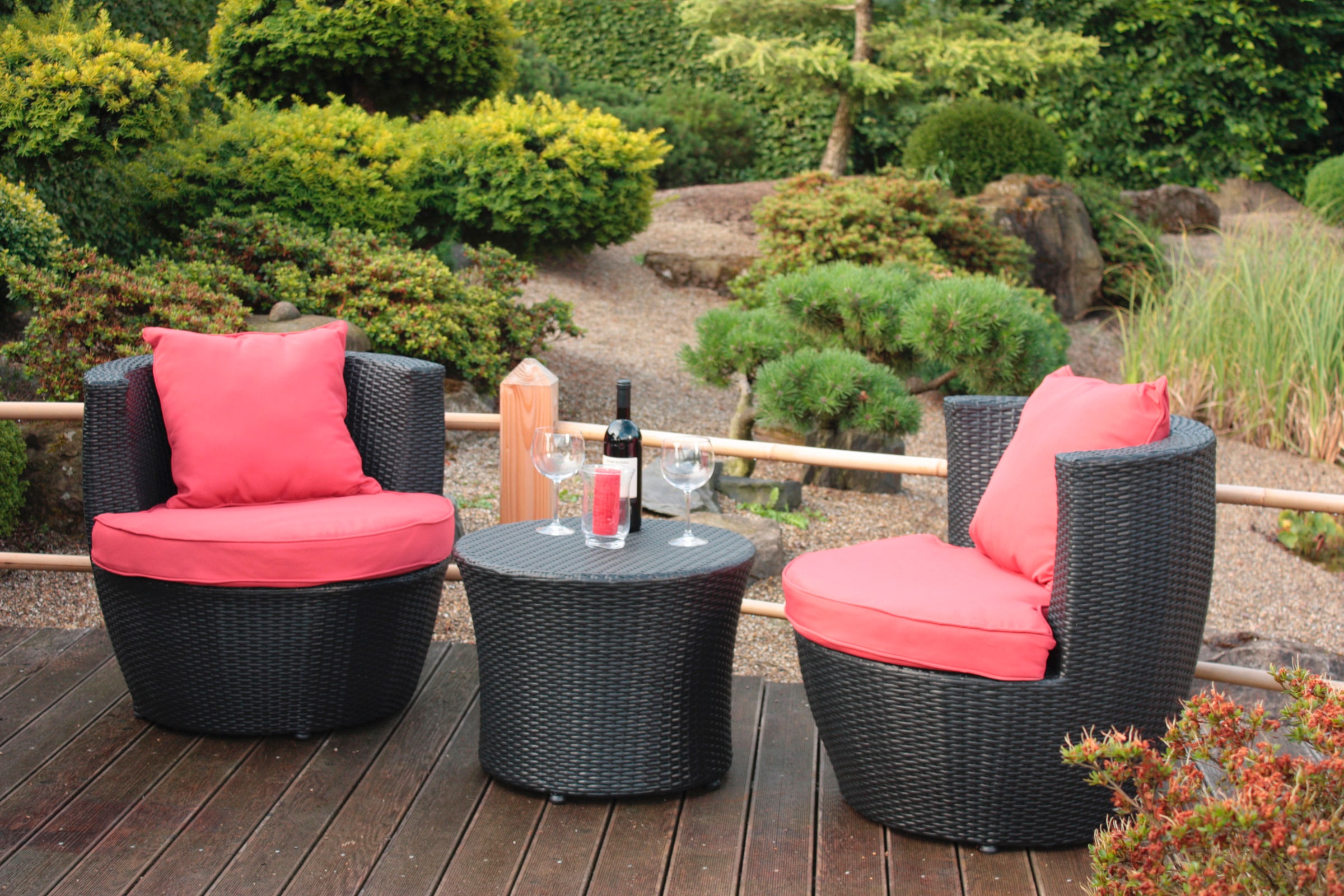Garden Pleasure Balkonset Set, 1x Tisch, 2x Sessel, 3 tlg. inkl. Auflagen günstig online kaufen