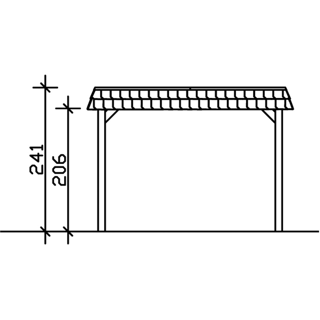 Skanholz Einzelcarport »Spreewald«, Nadelholz, 285 cm, Grün, 345x893cm mit Aluminiumdach rote Blende