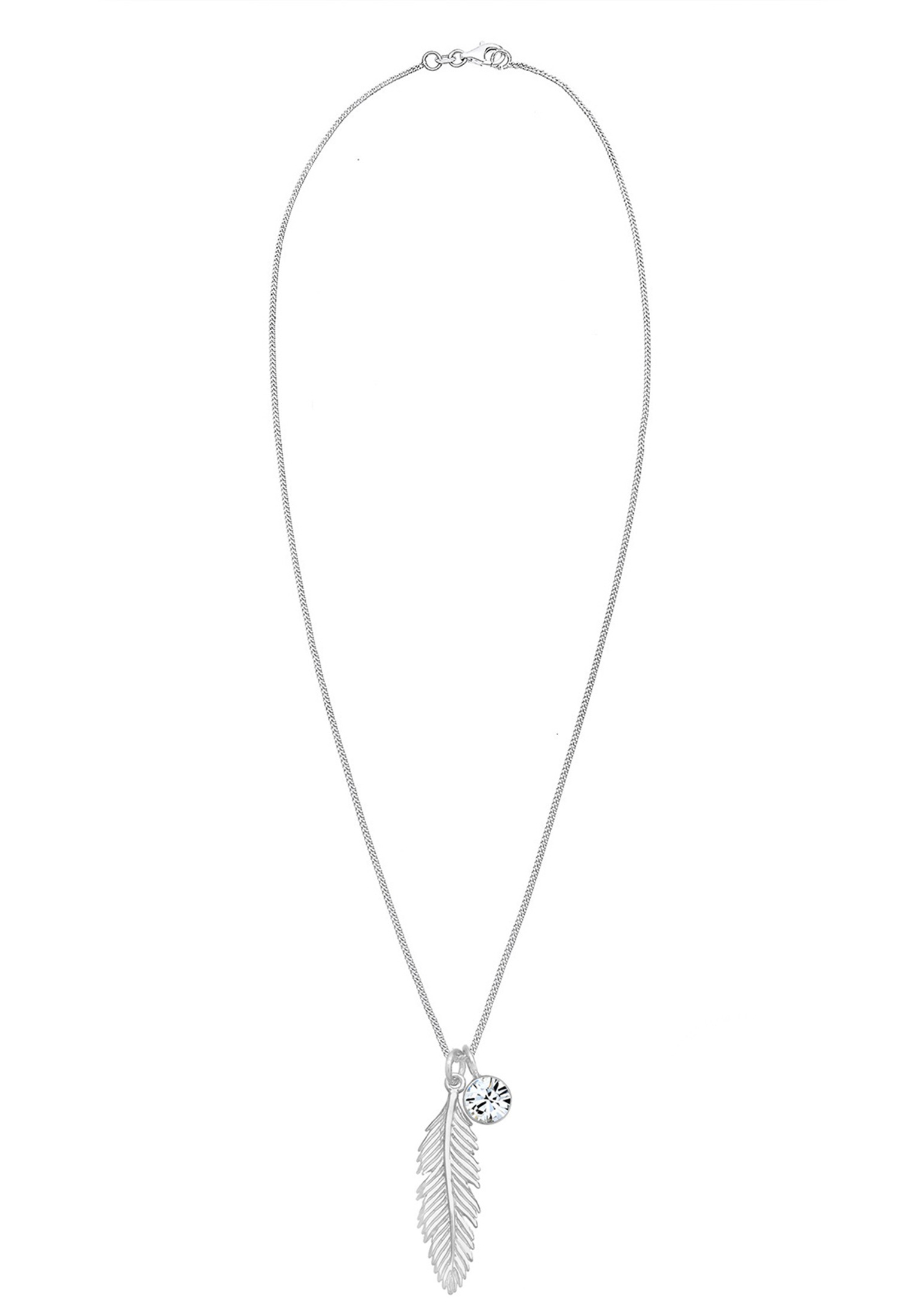 Elli Silberkette »Halskette Feder Boho Schmuck Geschenk mit Kristallen von Swarovski(R)925 Silber«