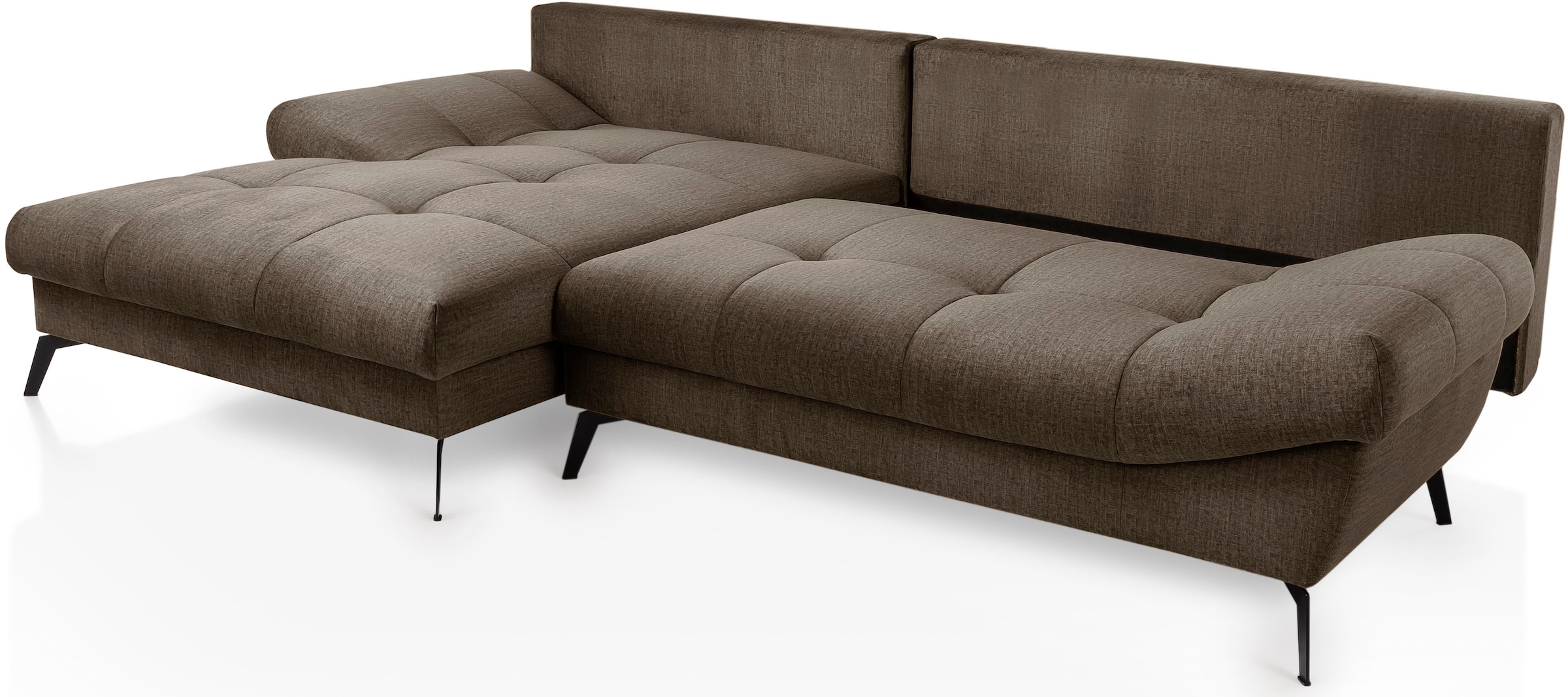 exxpo - sofa fashion Ecksofa »Olmedo, extravagantes Design und toller Sitzkomfort, L-Form«, inklusive Bettfunktion, Bettkasten und Rückenkissen