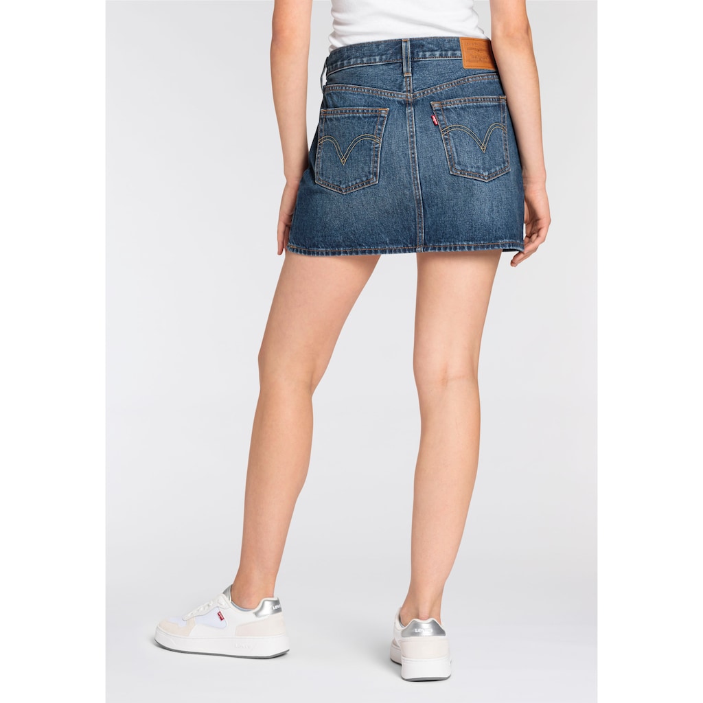 Levi's® Jeansrock »ICON SKIRT«, mit Used-Effekten und ausgefransten Kanten