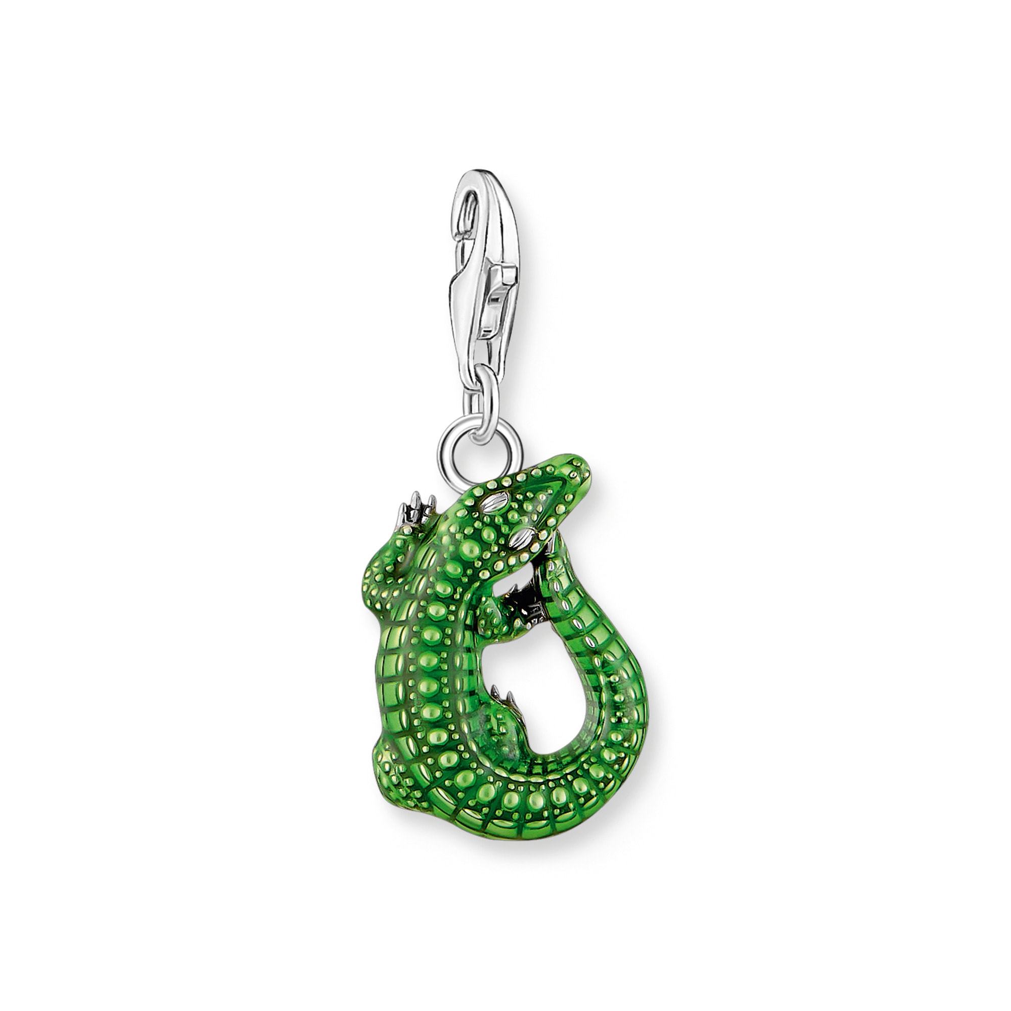Charm-Einhänger THOMAS SABO "Krokodil-Optik", bunt (silberfarben, grün), Charms, Damen, Silber 925 (recycelt)