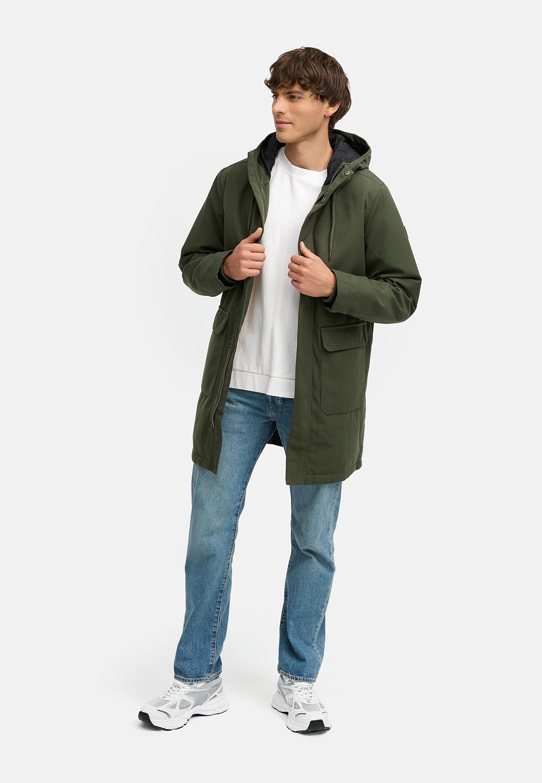 Ragwear Wintermantel »Mr Them Long« lange wasserdichte Herren Winterjacke mit Kapuze