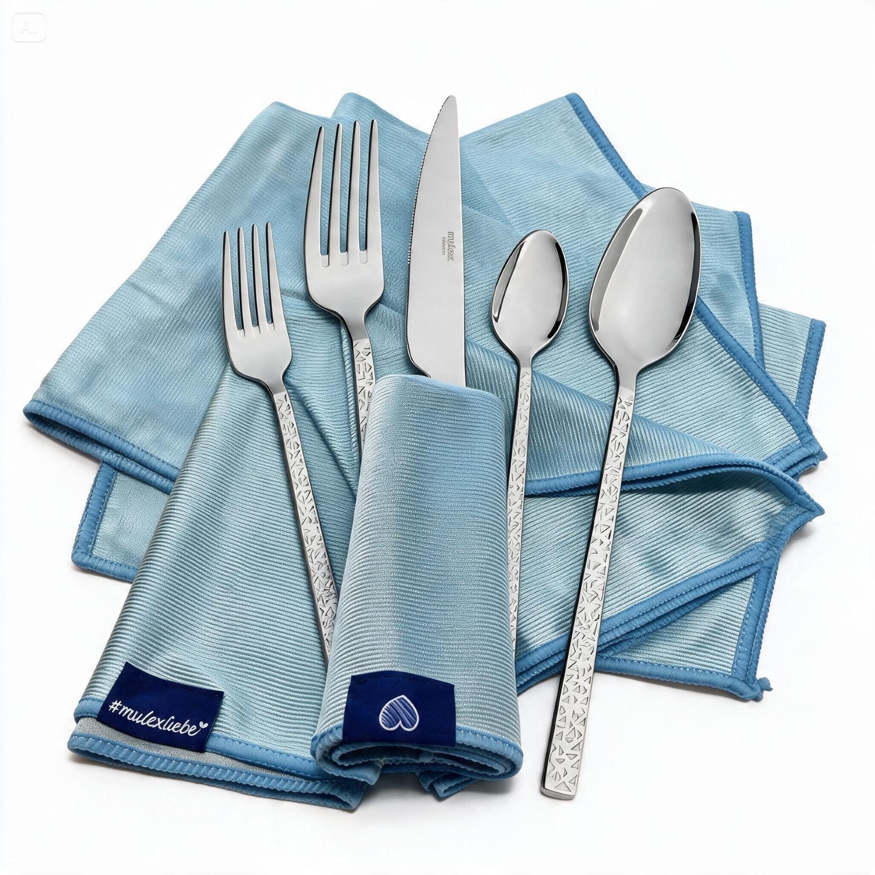 Mulex Besteck-Set »Siena, Besteckset mit 3 Multifunktionstüchern« Kratzfestes Besteck mit edlem Design und angenehmer Haptik