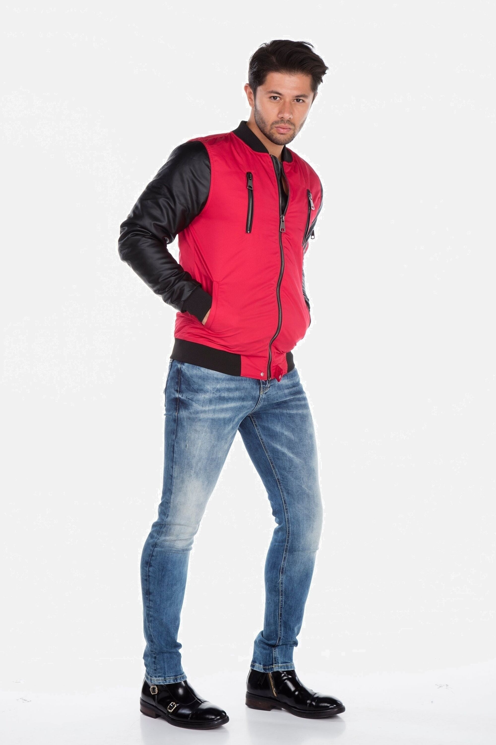 Cipo & Baxx Bikerjacke »Jacke«, ohne Kapuze, in Slim-Fit, CJ-175