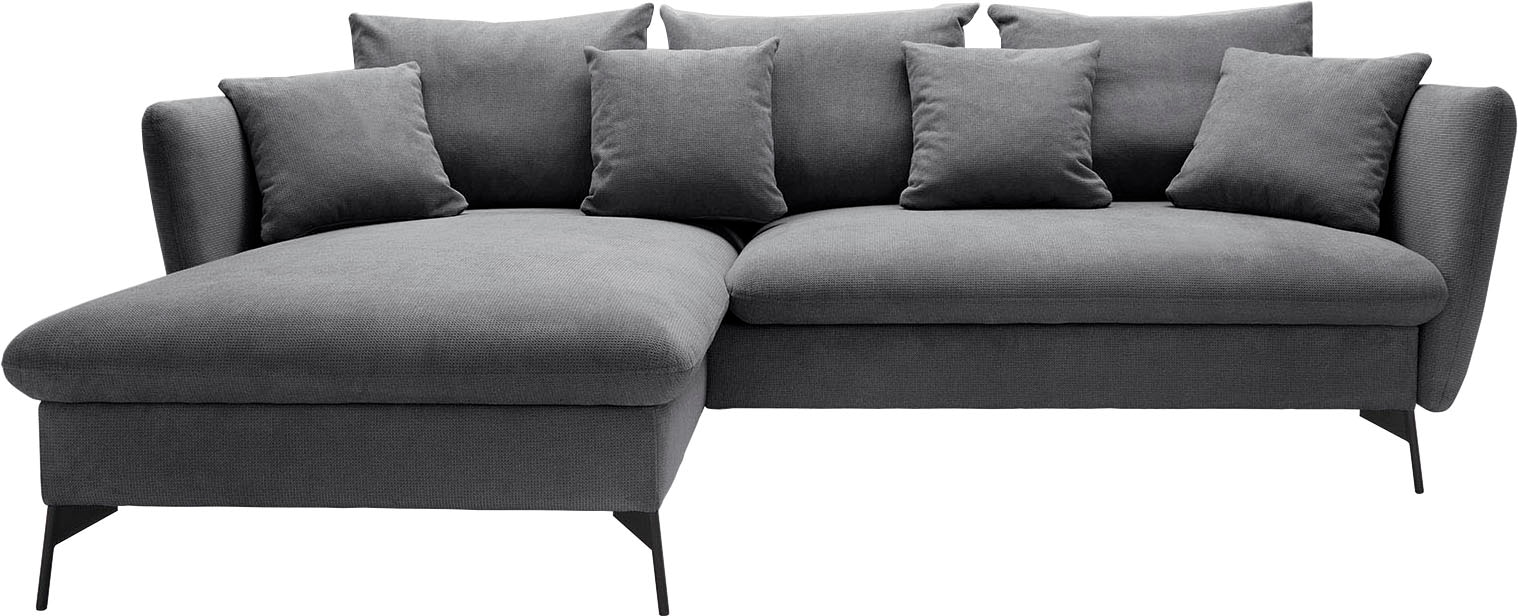 andas Ecksofa »LIVORNO,258 cm, L-Form,«, Schlaffunktion u. Bettkasten (139/224cm), Samt, Struktur, Webstoff