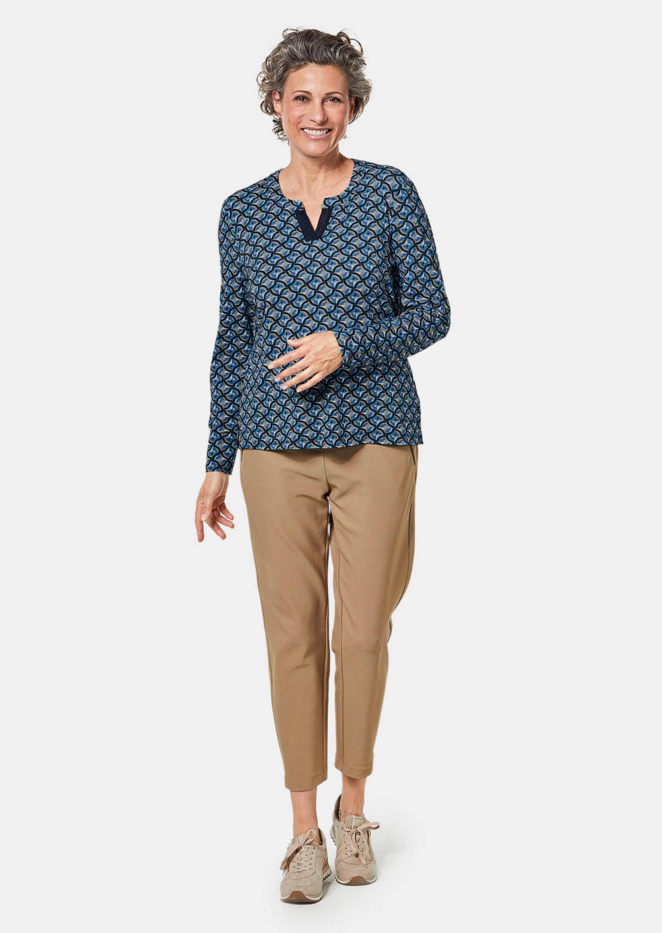 GOLDNER Longpullover "Weiche Jerseybluse mit wundervollem Druck" günstig online kaufen