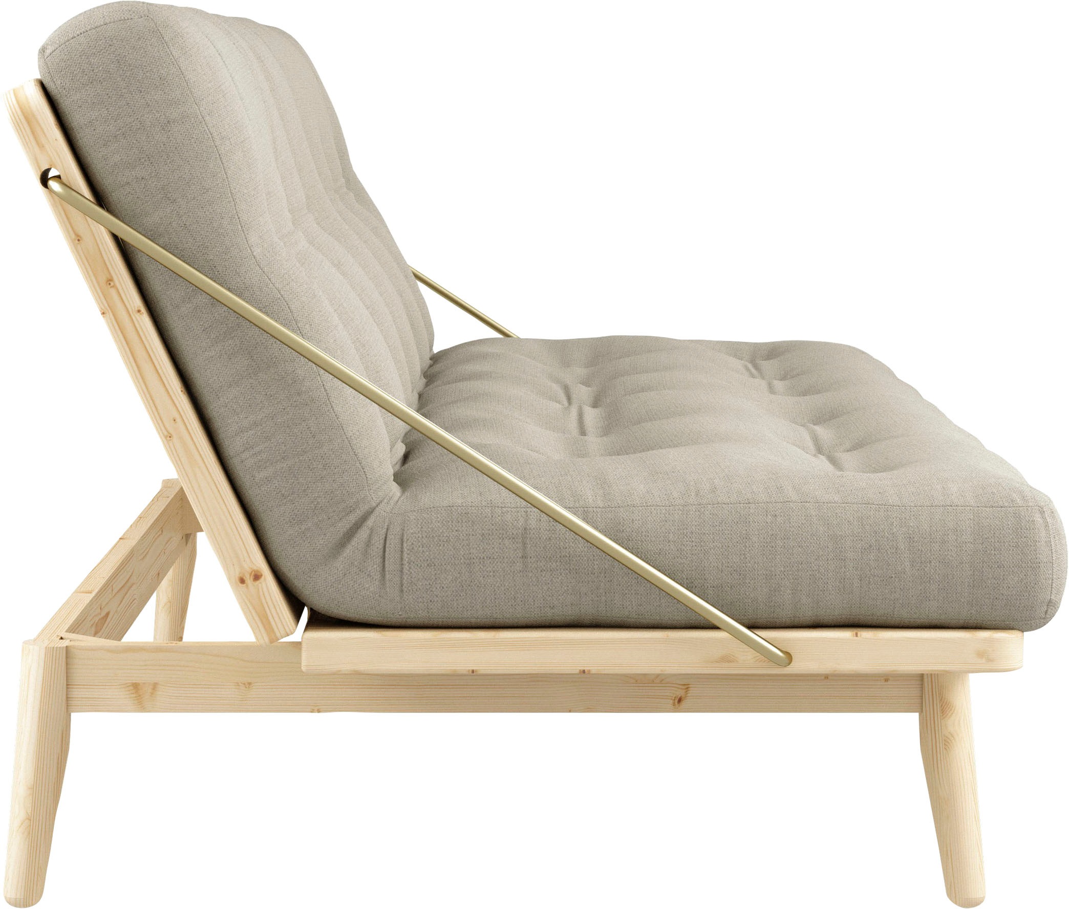 Schlafsofa KARUP DESIGN "Folk", beige (leinen), B:190cm H:90cm T:130cm, 50% linen and 50% cotton, Sofas, Schlafsofa, aus massiven Kiefernholz, inkl. Futonmatratze 2
