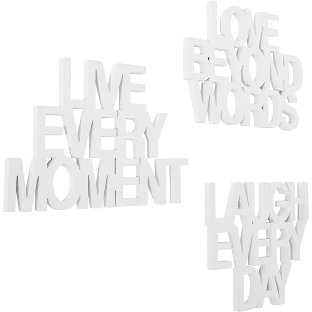 andas Wanddekoobjekt »Schriftzug Live every Moment - Love beyond Words -  Laugh every Day«, Wanddeko kaufen | BAUR